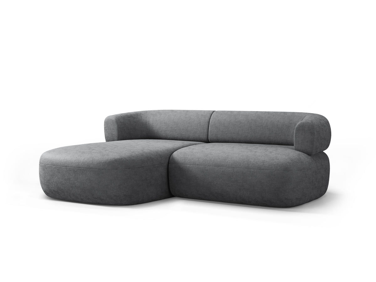 Left-facing 2-seater corner sofa ALDRIN in dark gray chenille