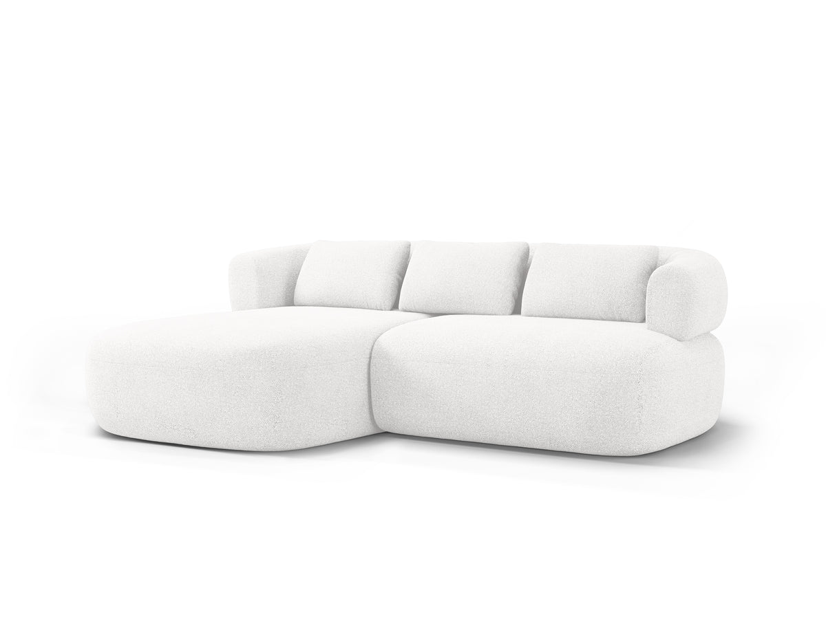 Left-facing 2-seater corner sofa ALDRIN in white boucle