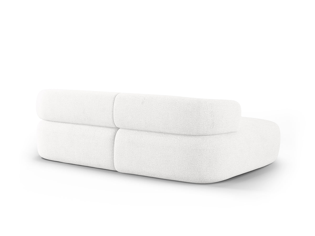 Left-facing 2-seater corner sofa ALDRIN in white boucle