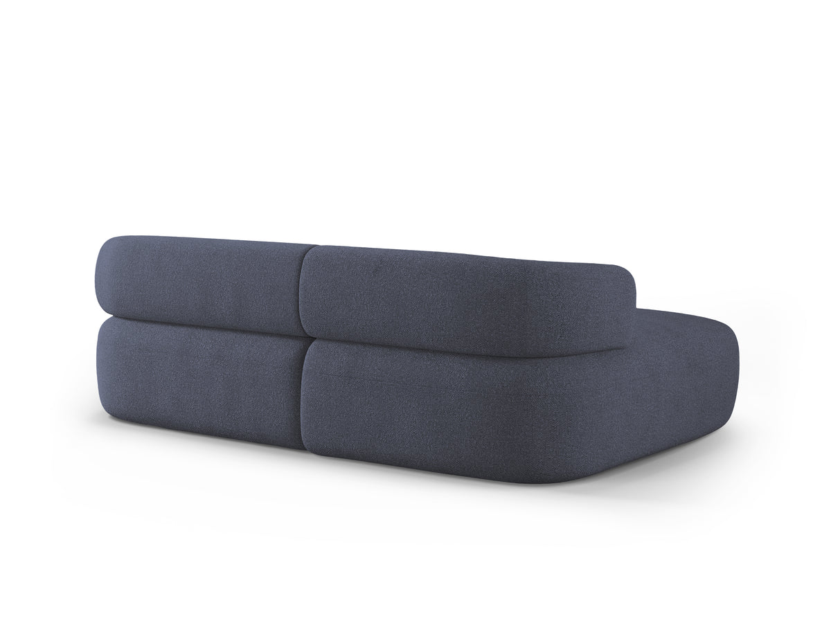 Left-facing 2-seater corner sofa ALDRIN in navy blue boucle.