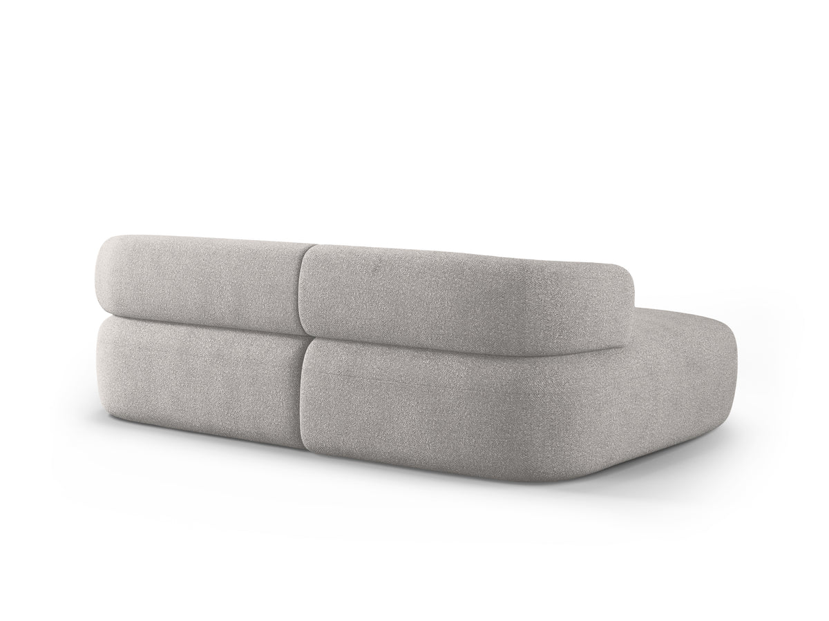 Left-facing 2-seater corner sofa ALDRIN in light gray boucle.