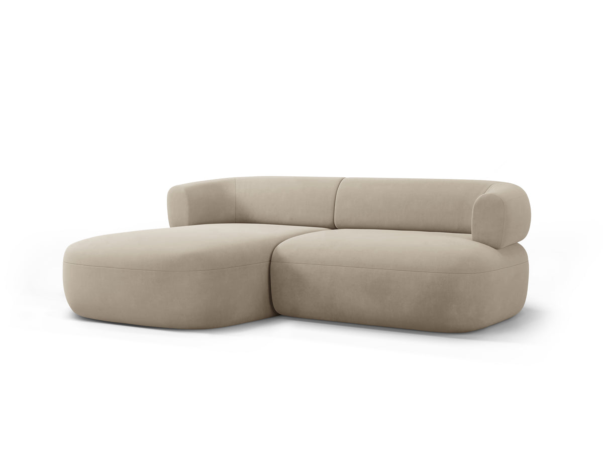 Beige Velvet Left-Handed Two-Seater Sofa ALDRIN