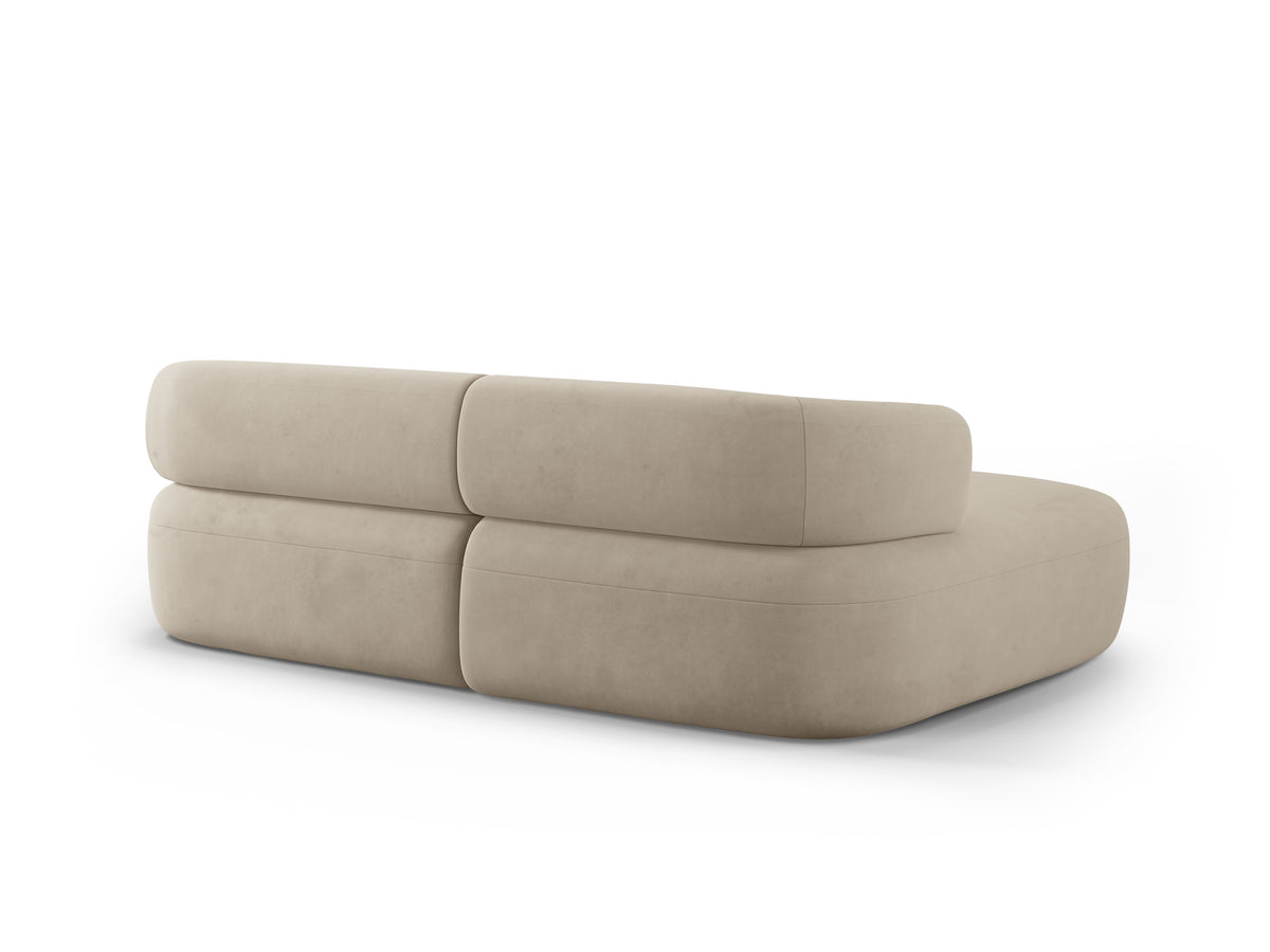 Beige Velvet Left-Handed Two-Seater Sofa ALDRIN