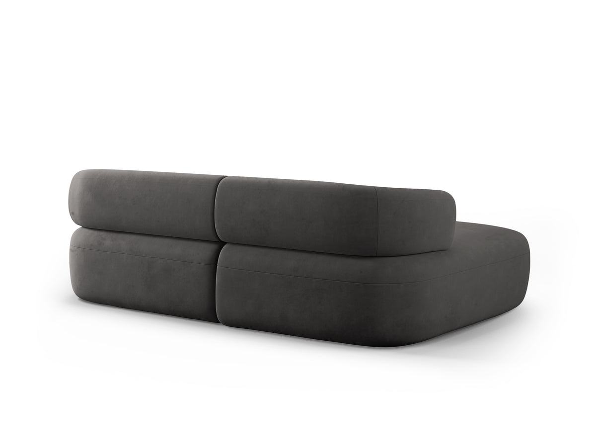 Velvet left-facing 2-seater sofa ALDRIN in dark gray