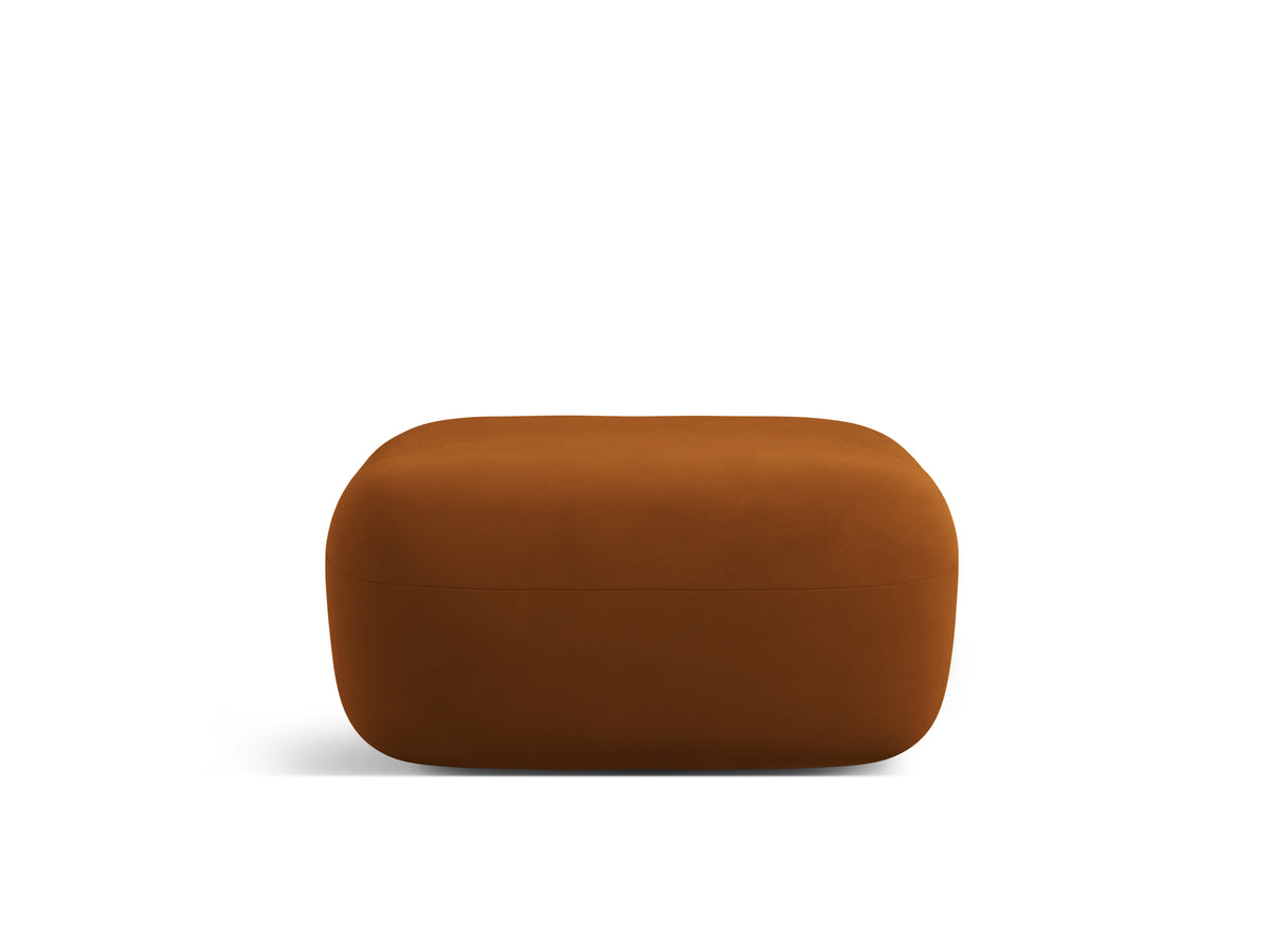 Velvet pouf ALDRIN in brick red