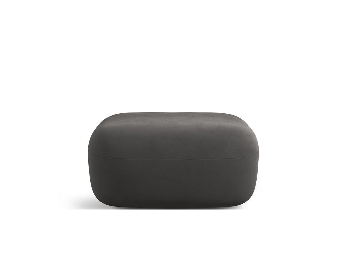 Aldrin Velvet Pouf in Dark Gray