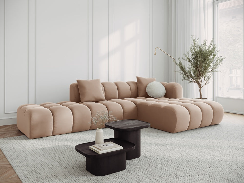 Velvet corner 5-person right-sided beige Halley