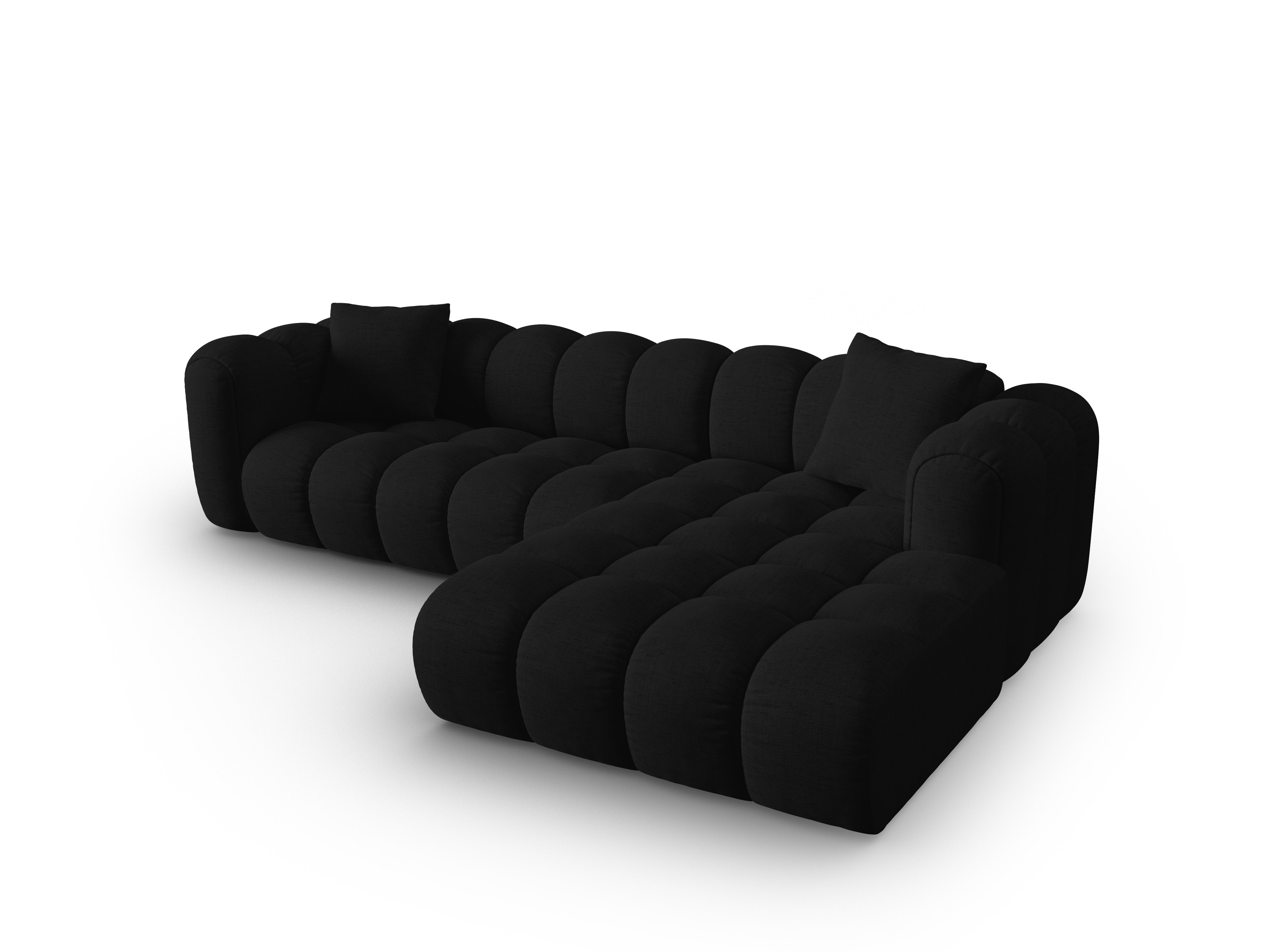 4-seater right-facing corner sofa ASTRO black chenille