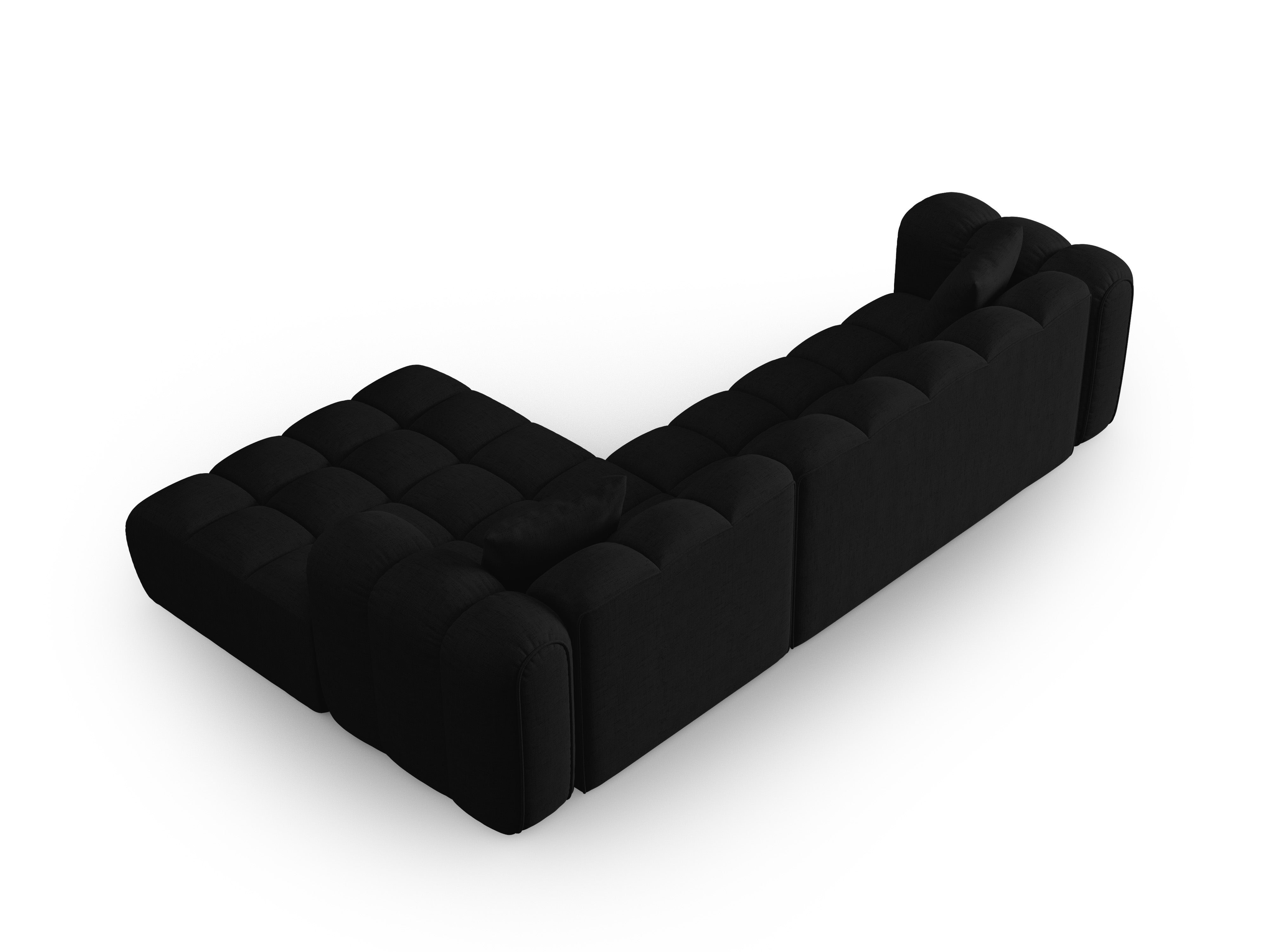 4-seater right-facing corner sofa ASTRO black chenille