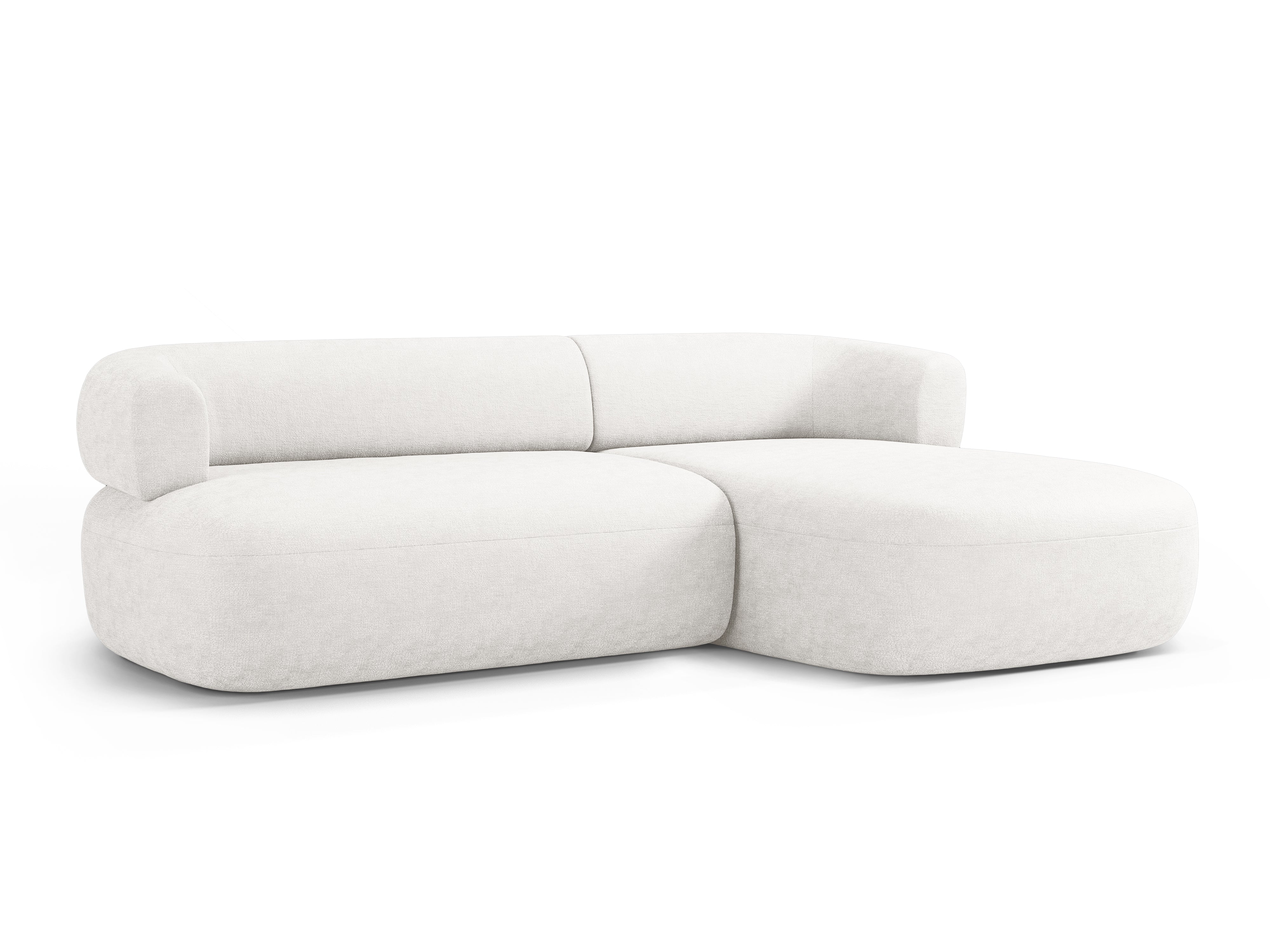 Right-facing 3-seater corner sofa ALDRIN in light beige chenille