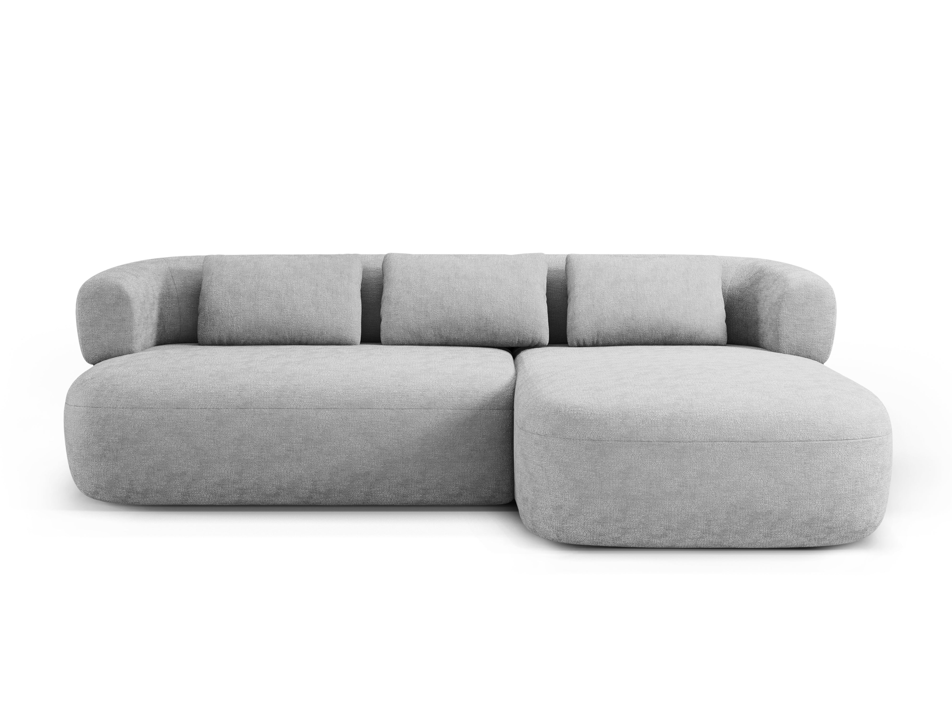 Right-facing 3-seater corner sofa ALDRIN in gray chenille