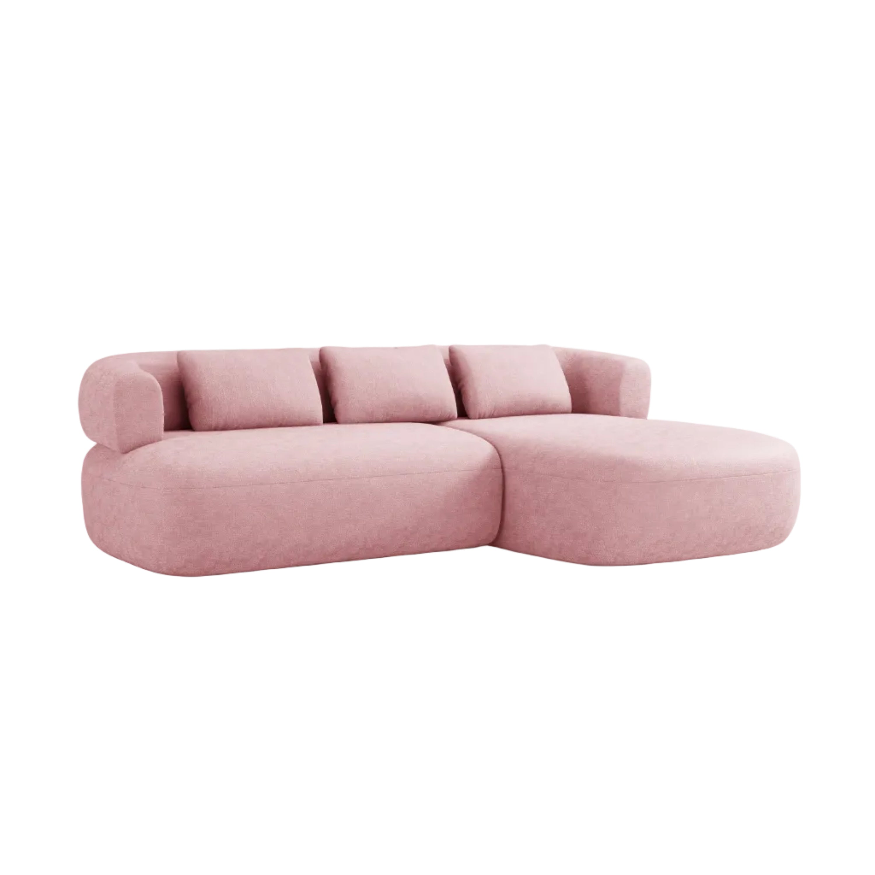 Right-facing 3-seater corner sofa ALDRIN in pink chenille