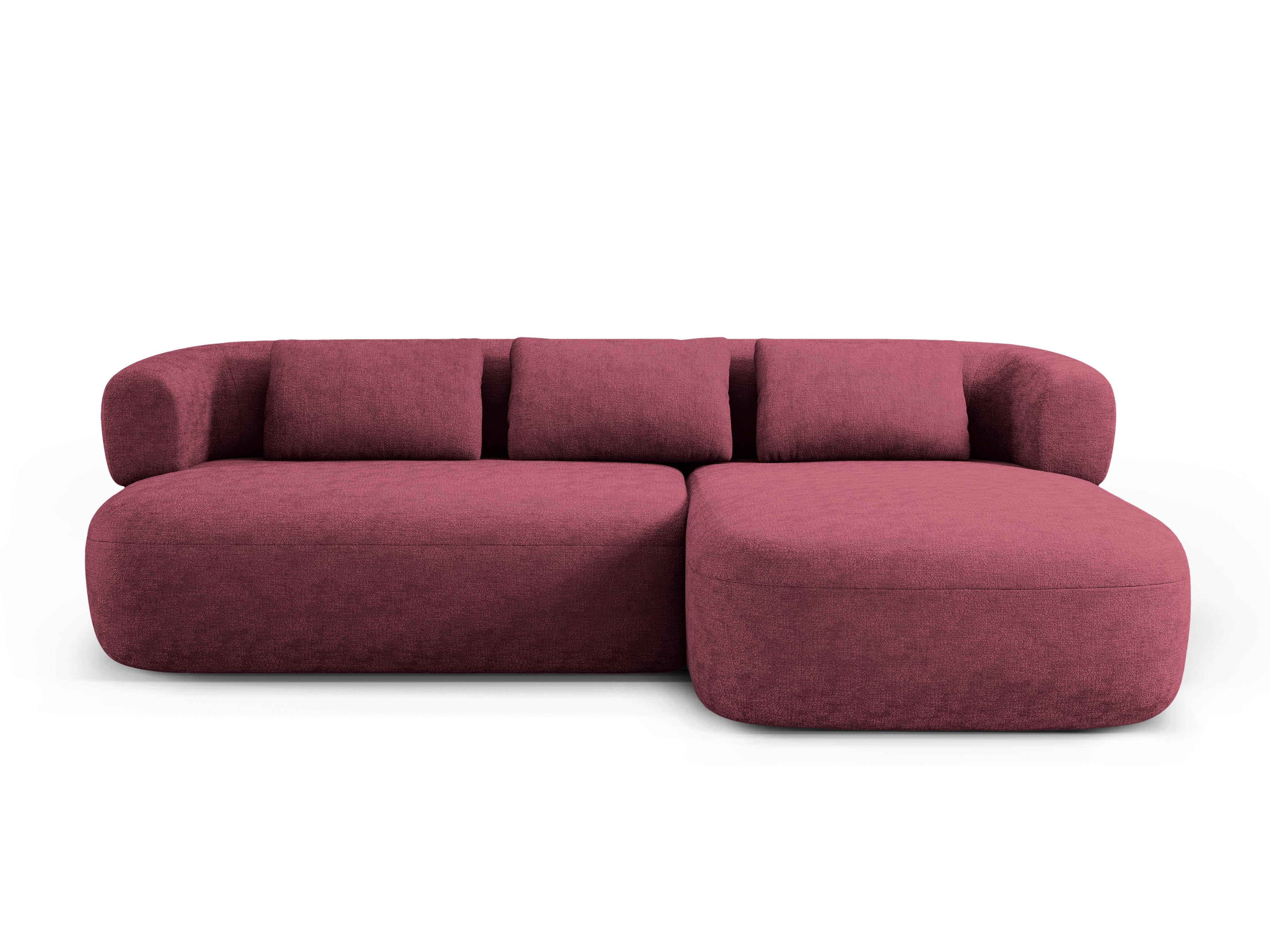 Right-facing 3-seater corner sofa ALDRIN in crimson chenille