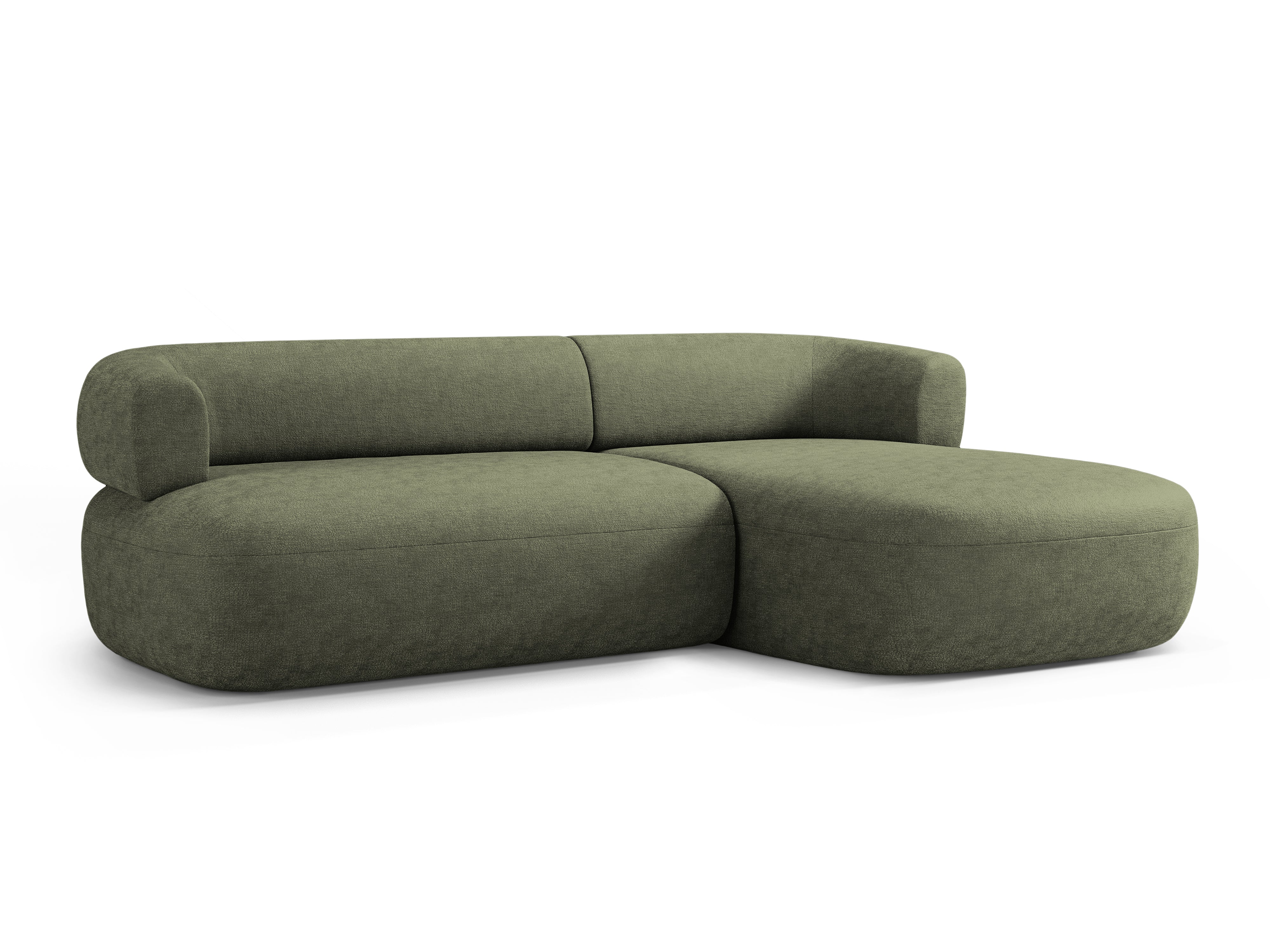 3-Seater Right-Hand Corner Sofa ALDRIN in Green Chenille