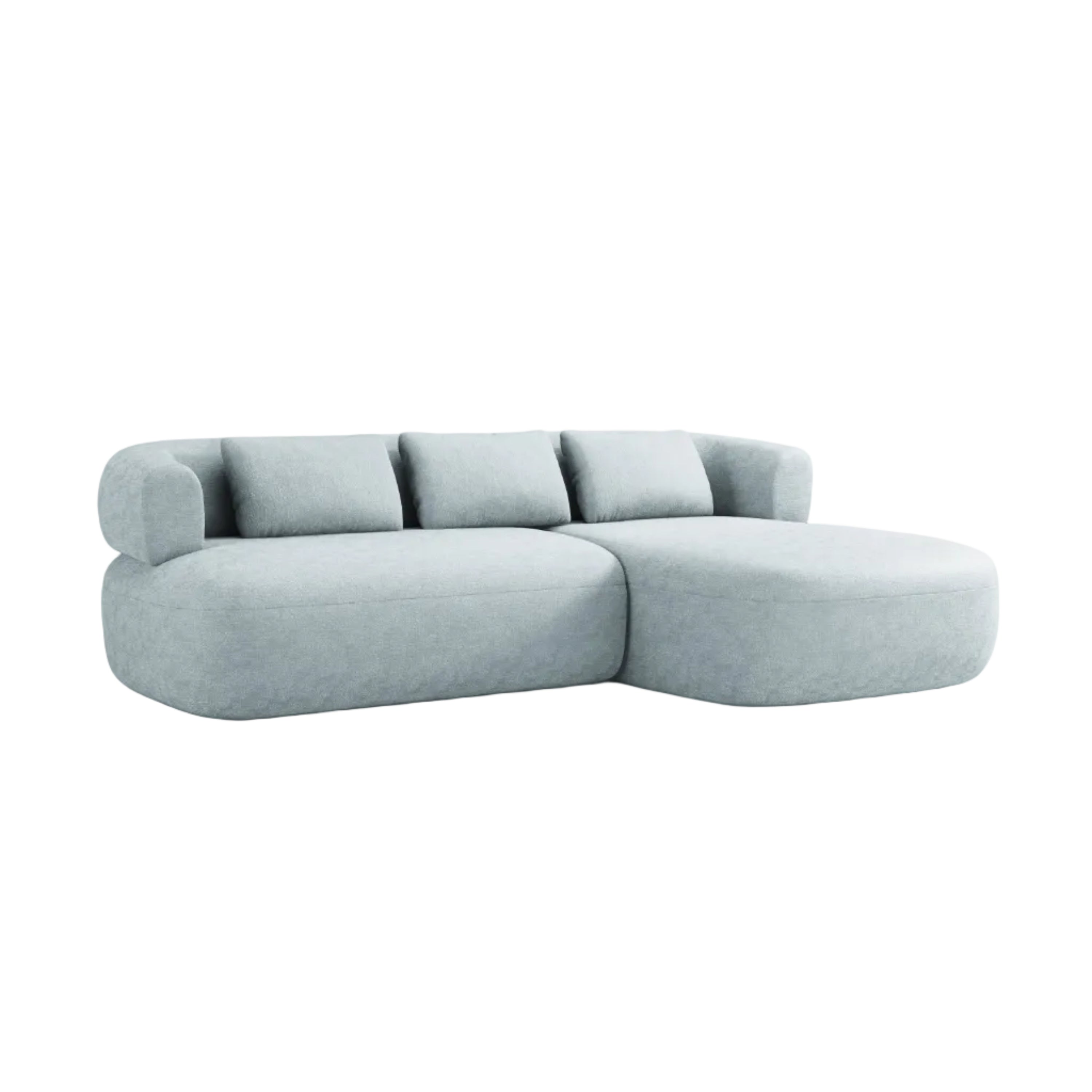 3-Seater Right-Hand Corner Sofa ALDRIN in Blue Chenille