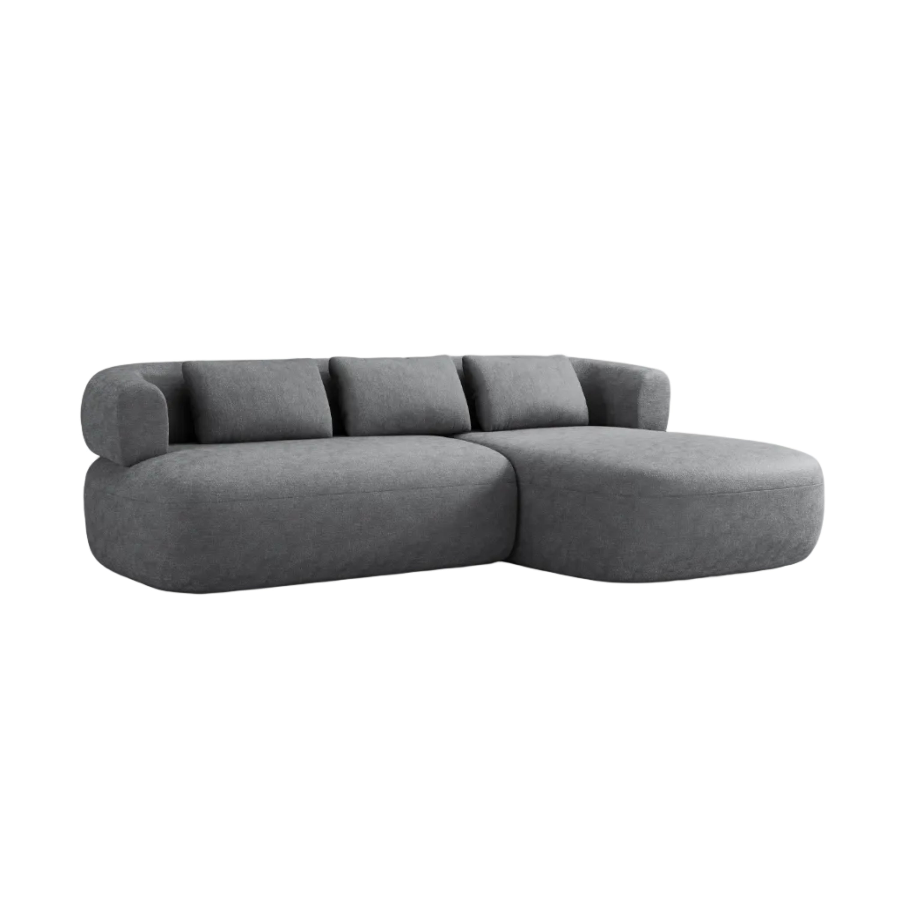 Right-facing 3-seater corner sofa ALDRIN in dark gray chenille