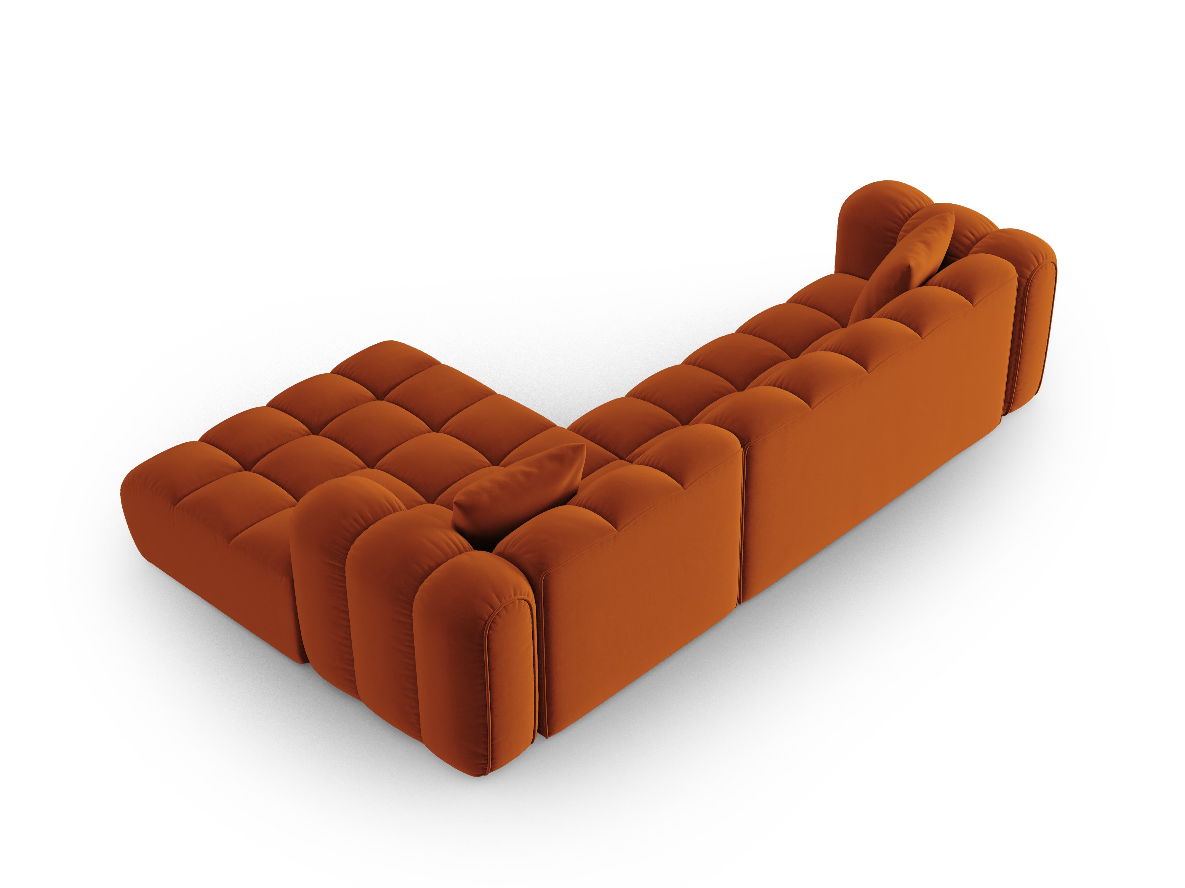 Velvet corner sofa for 4 people right-sided ASTRO rust