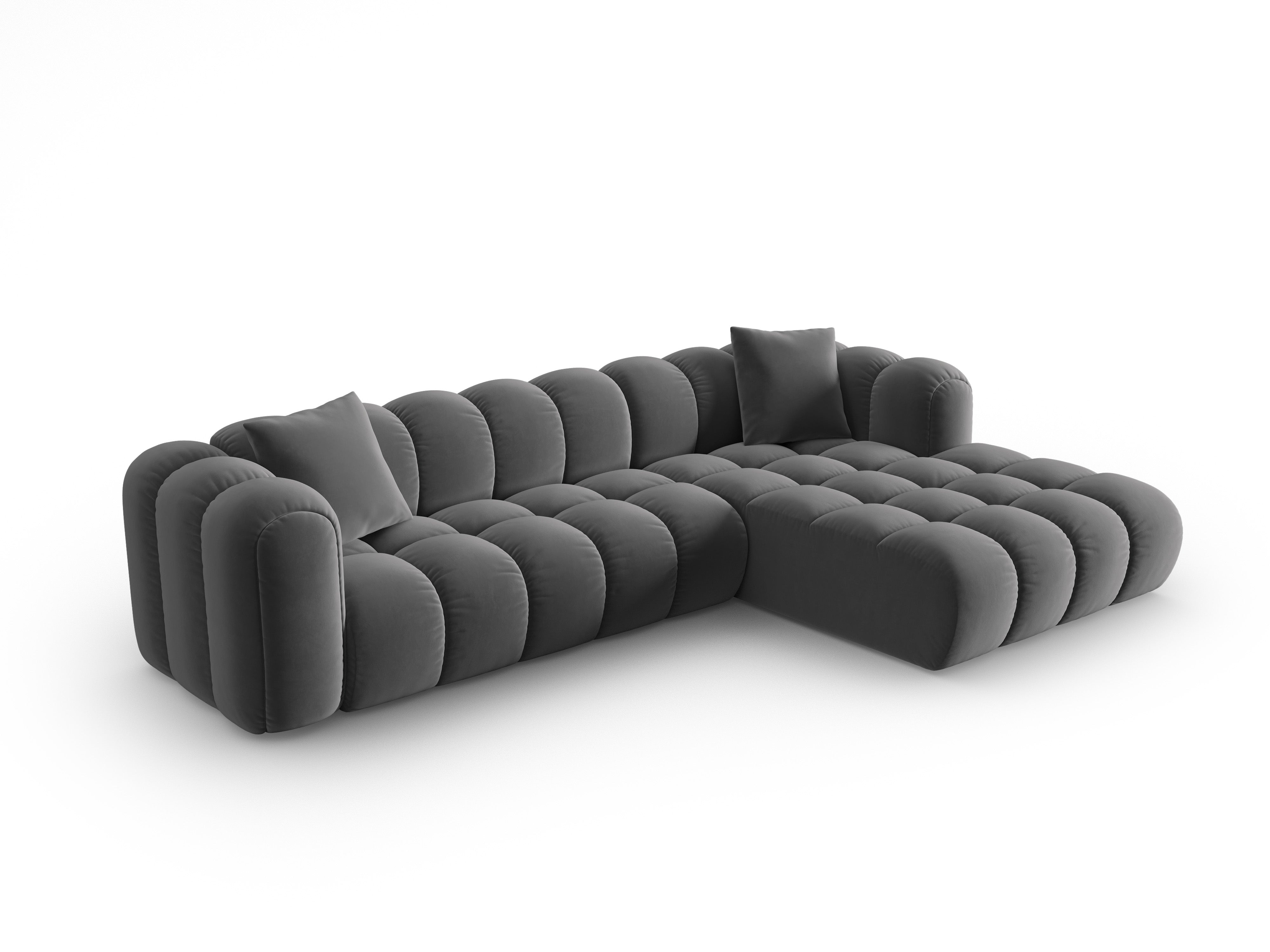 Samt-Ecksofa für 4 Personen rechts ASTRO grau
