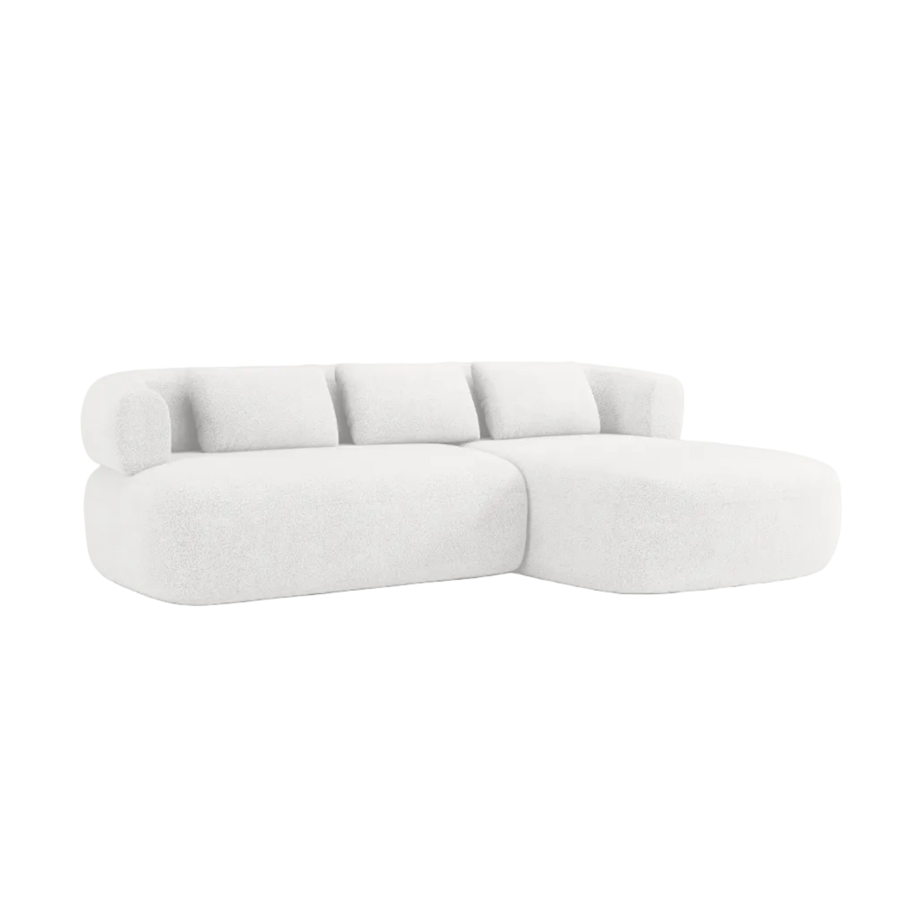 Right-facing 3-seater corner sofa ALDRIN in white boucle