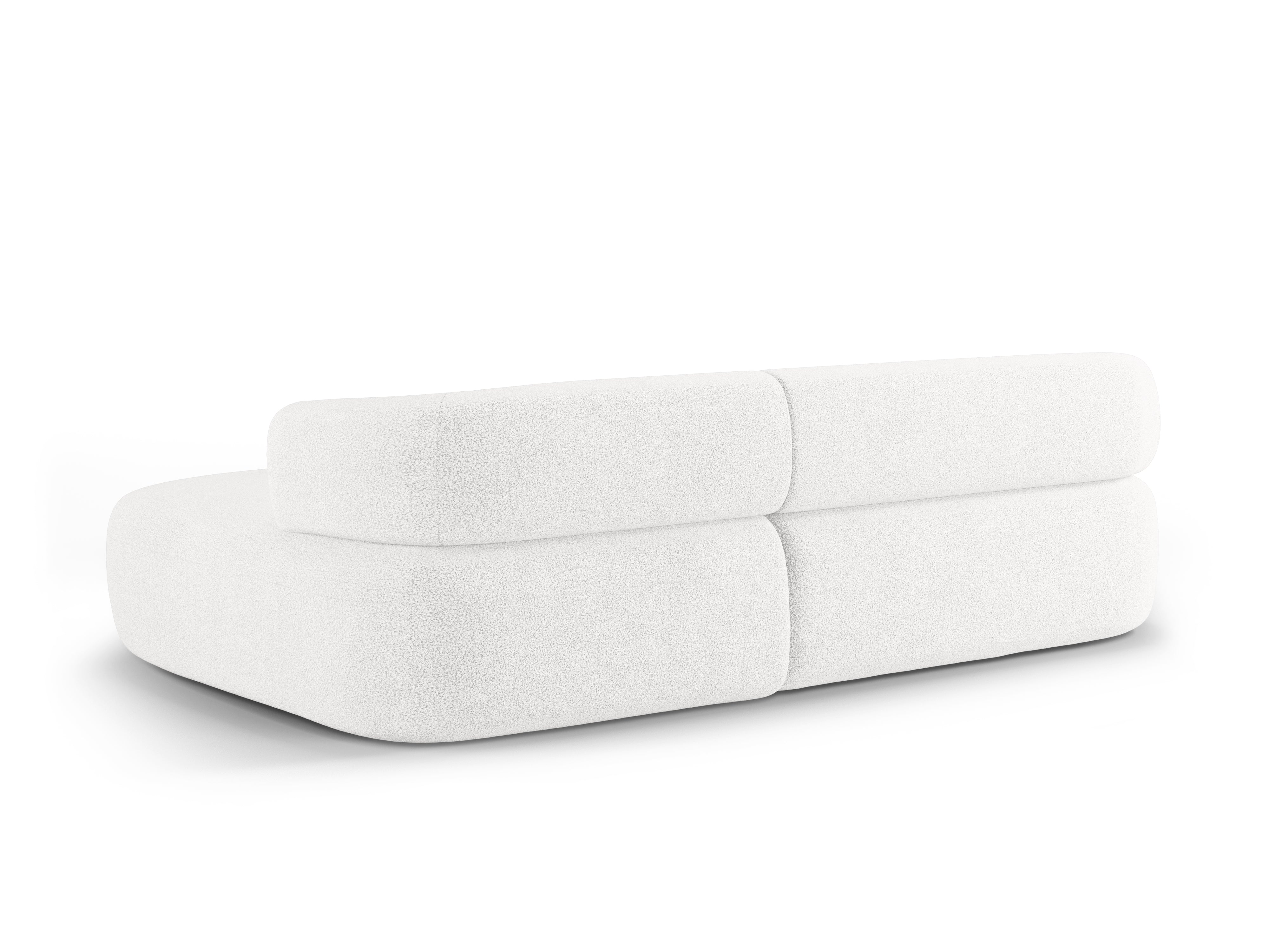 Right-facing 3-seater corner sofa ALDRIN in white boucle