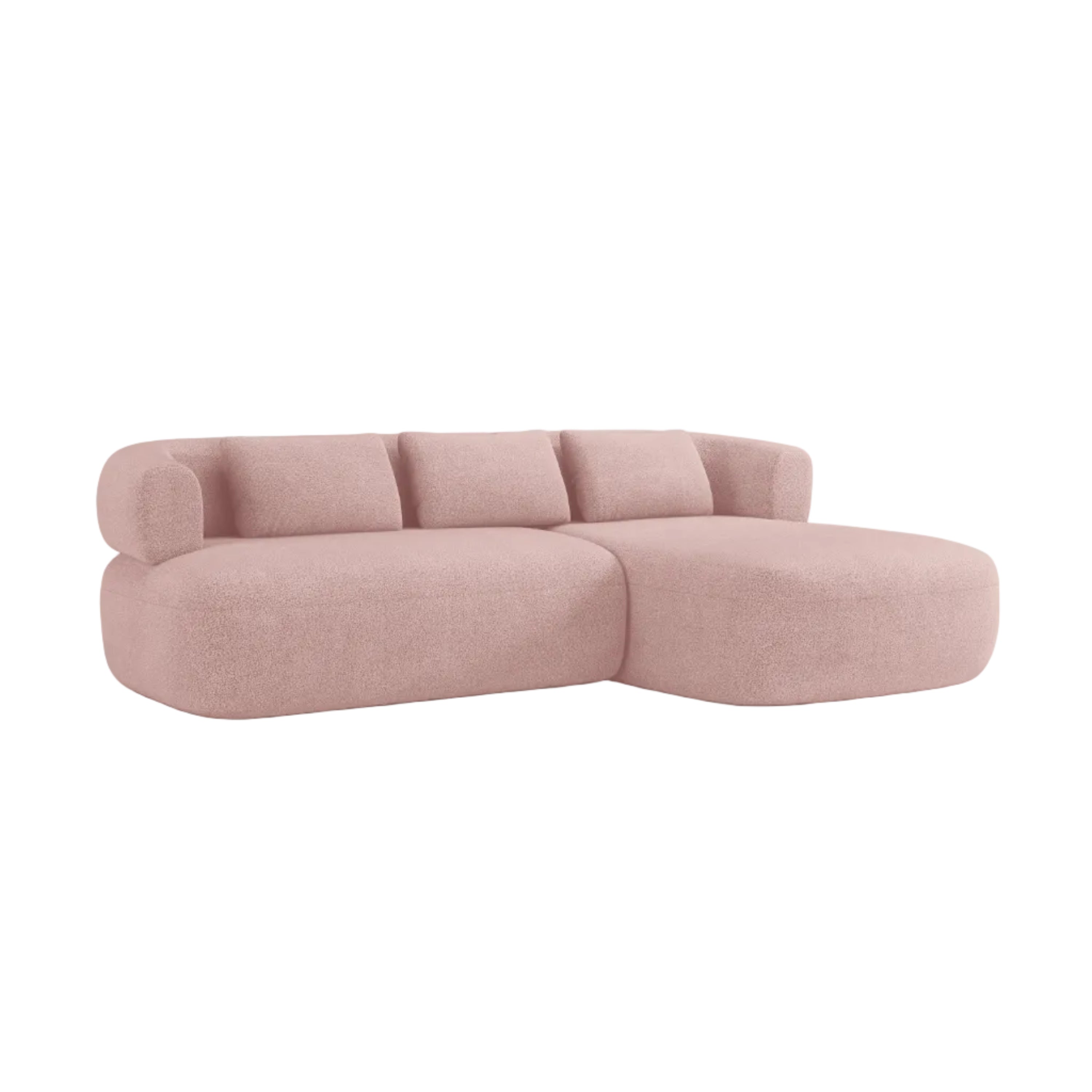 3-Seater Right-Hand Corner Sofa ALDRIN Powder Pink Boucle