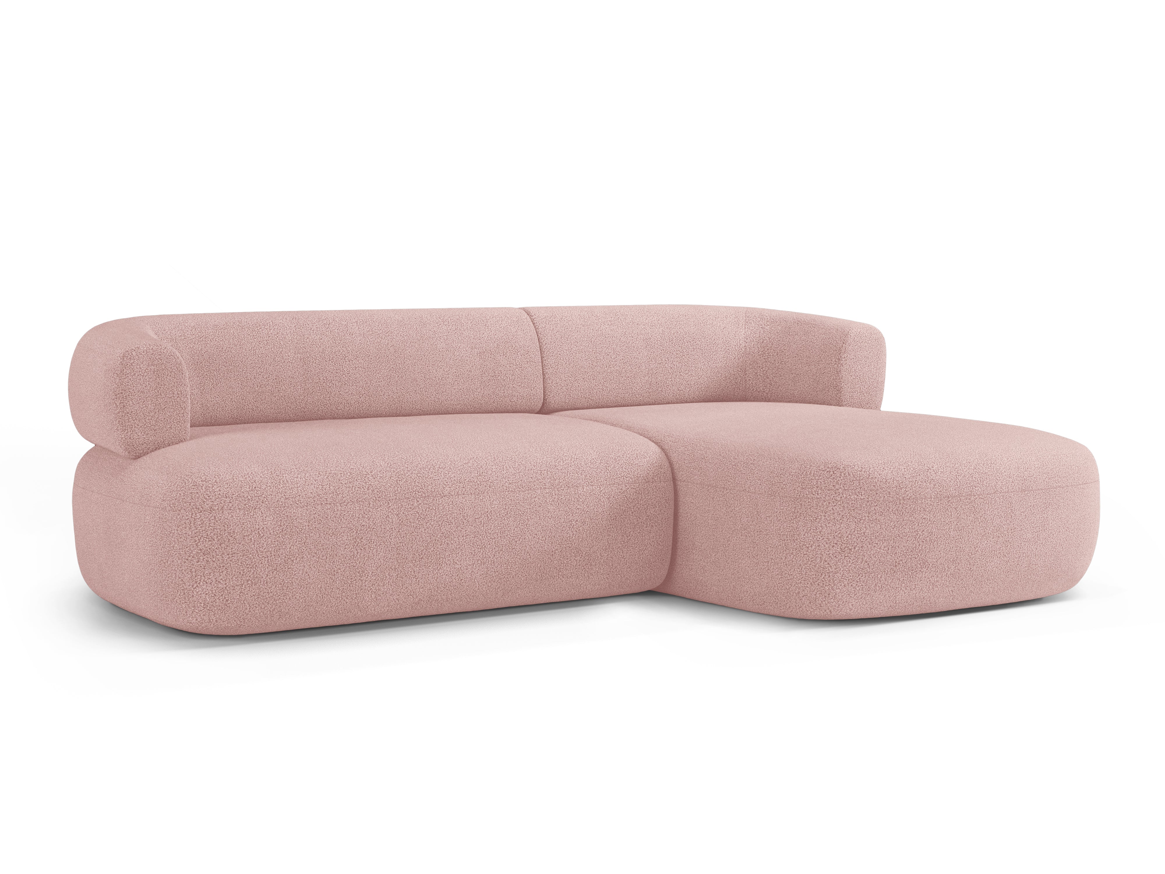 3-Seater Right-Hand Corner Sofa ALDRIN Powder Pink Boucle