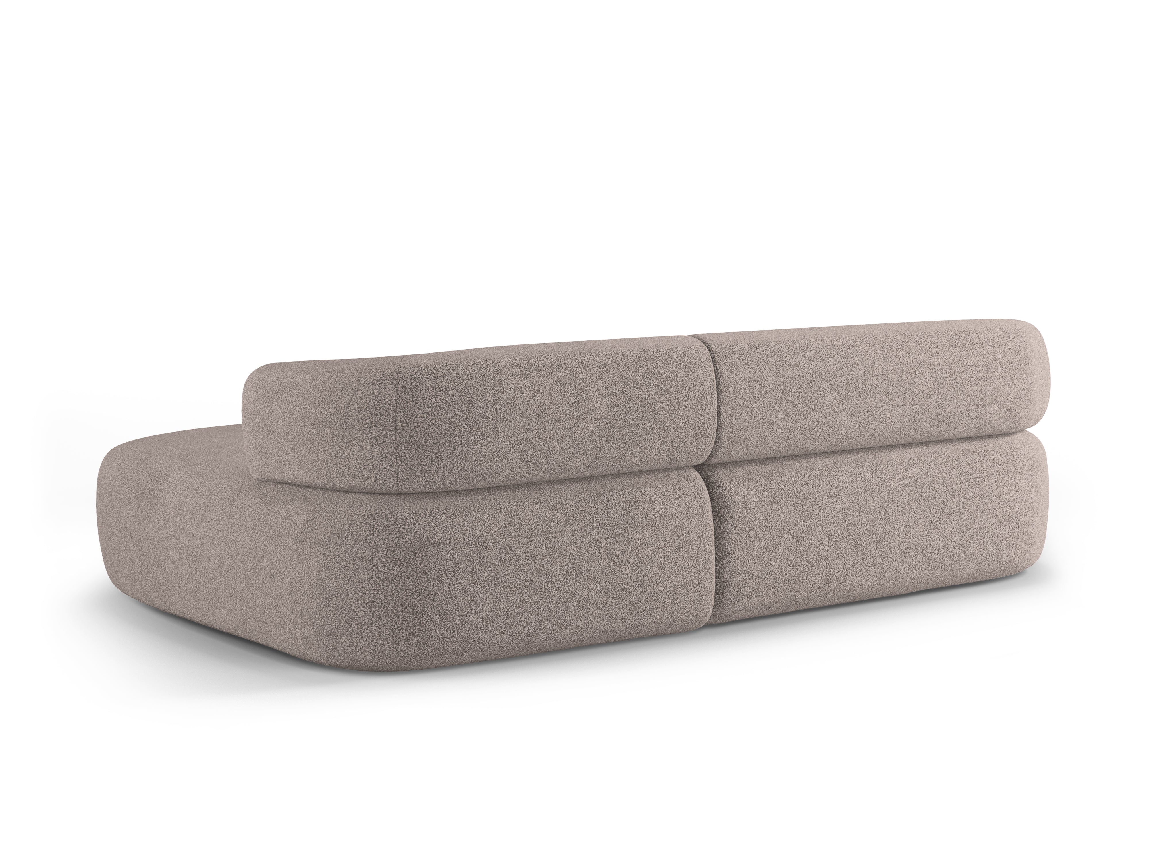 Right-facing 3-seater corner sofa ALDRIN in light brown boucle.