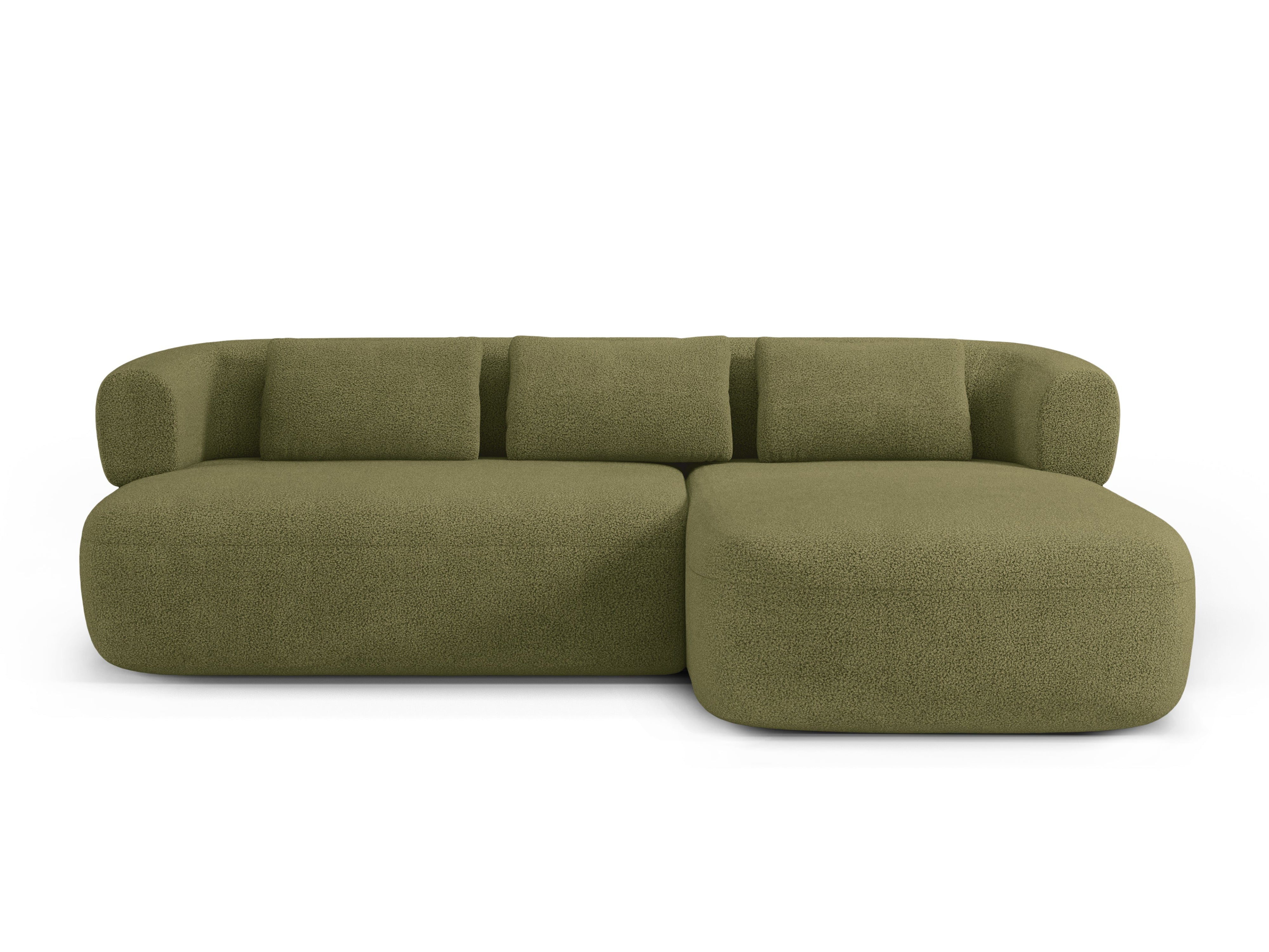 3-Seater Right-Hand Corner Sofa ALDRIN in Green Boucle