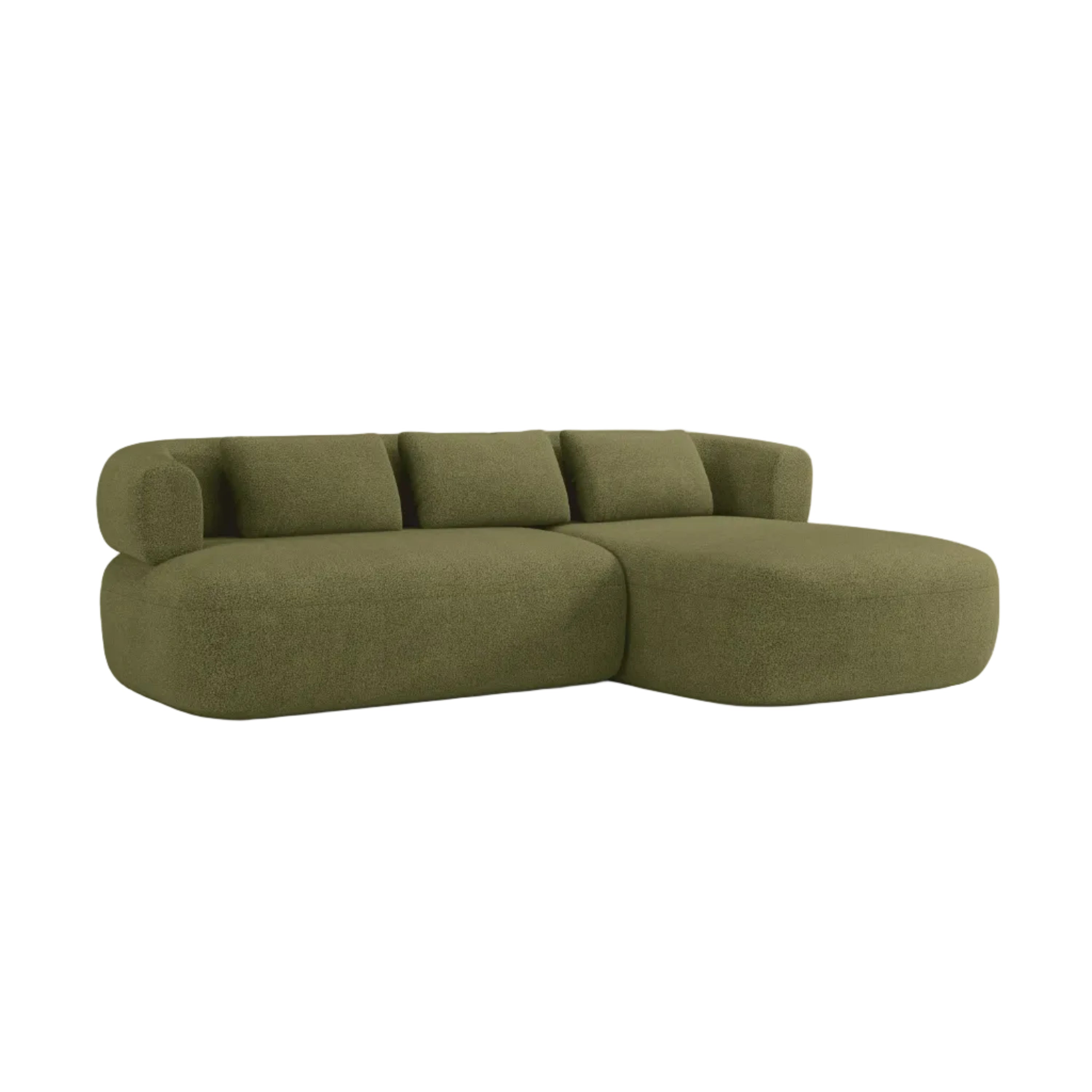 3-Seater Right-Hand Corner Sofa ALDRIN in Green Boucle