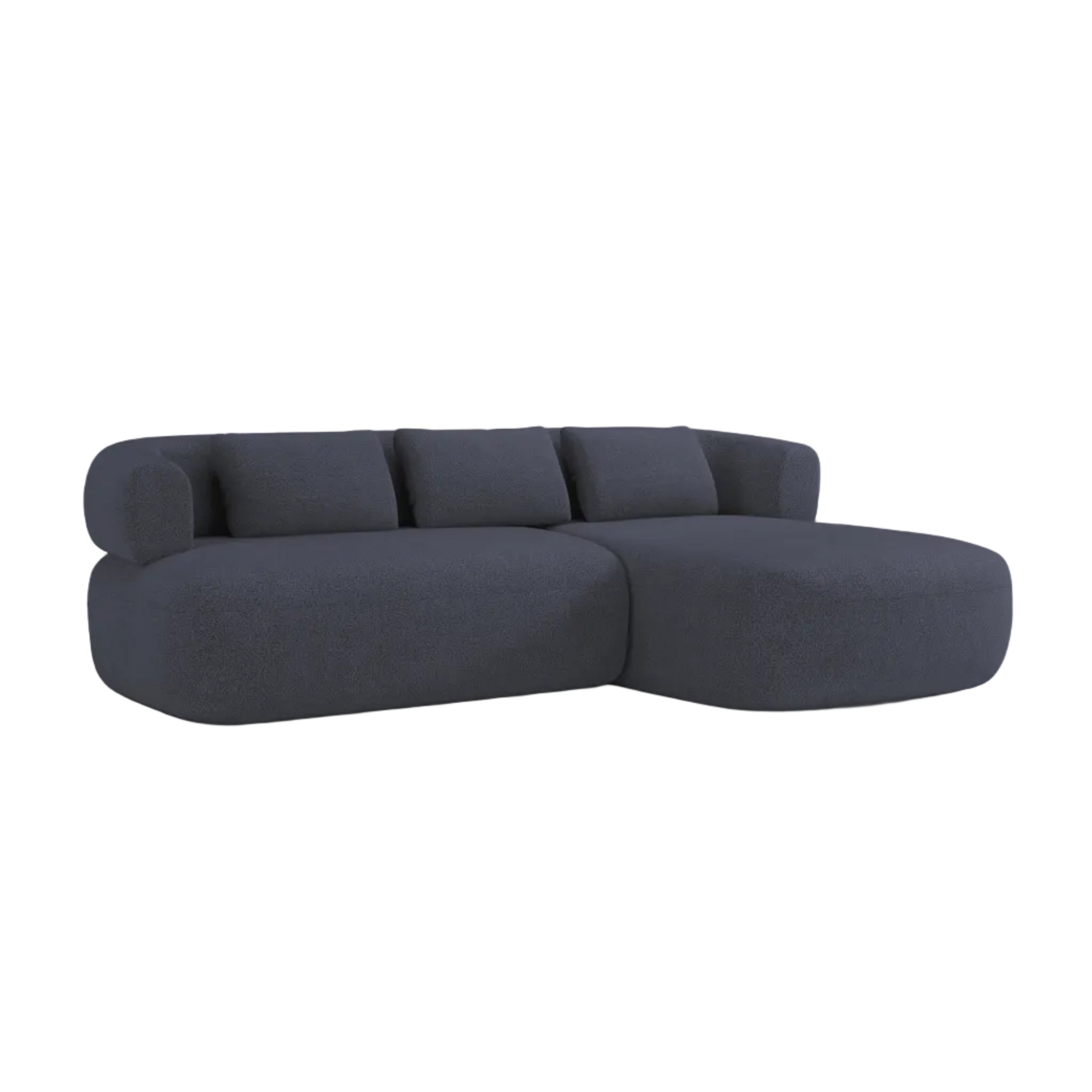3-Seater Right-Hand Corner Sofa ALDRIN in Navy Blue Boucle