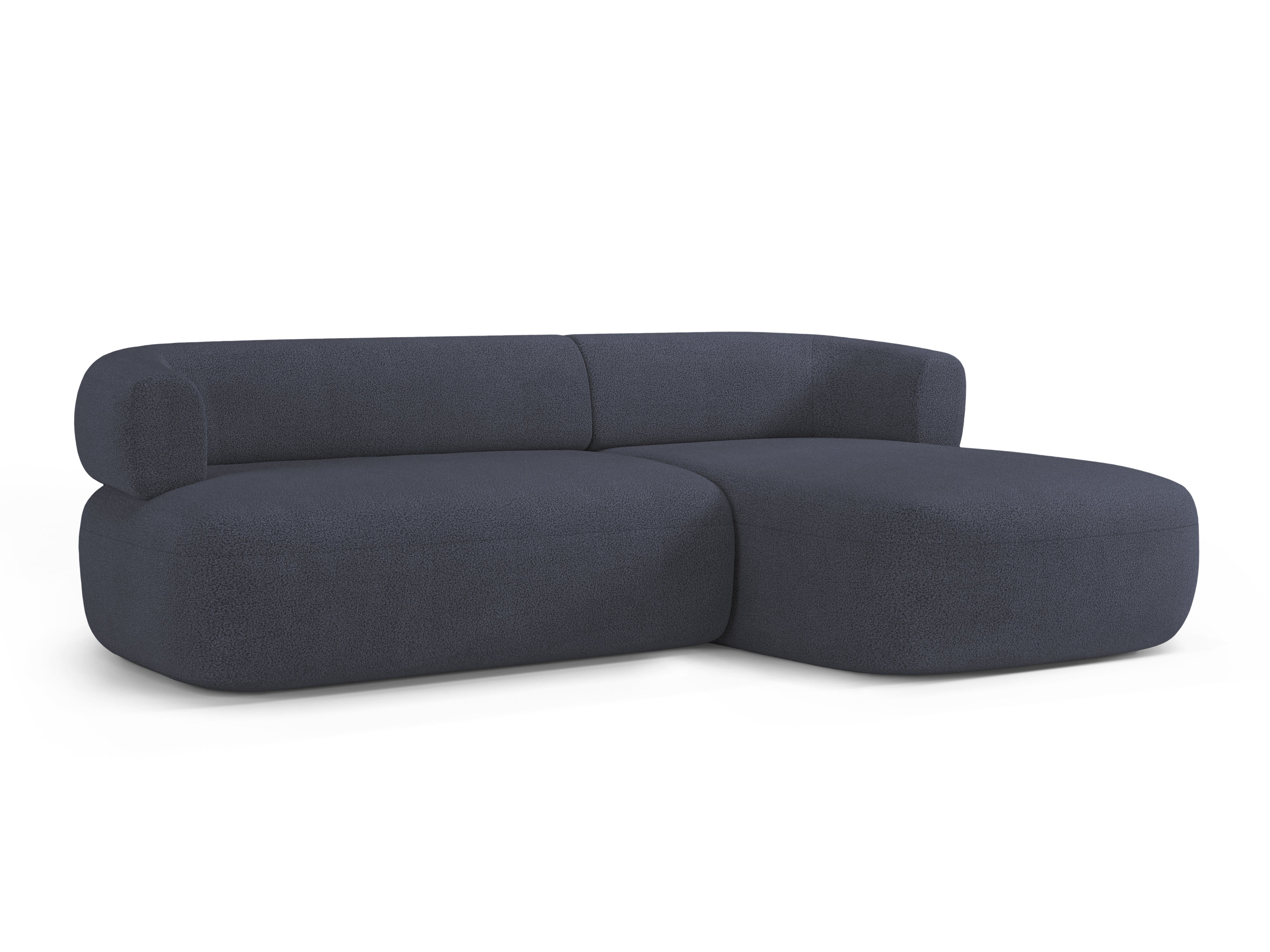 3-Seater Right-Hand Corner Sofa ALDRIN in Navy Blue Boucle