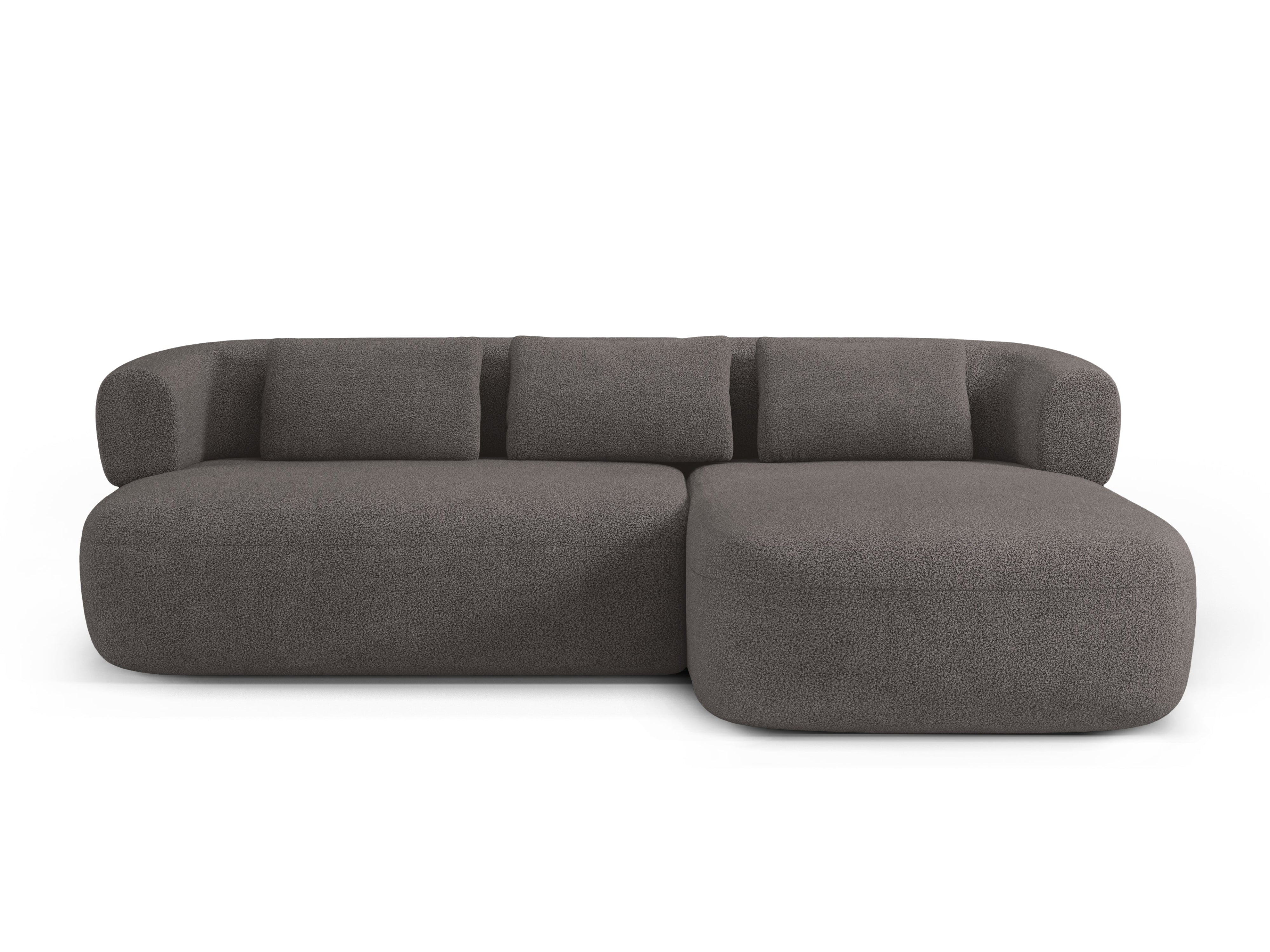Right-facing 3-seater corner sofa ALDRIN in gray boucle.