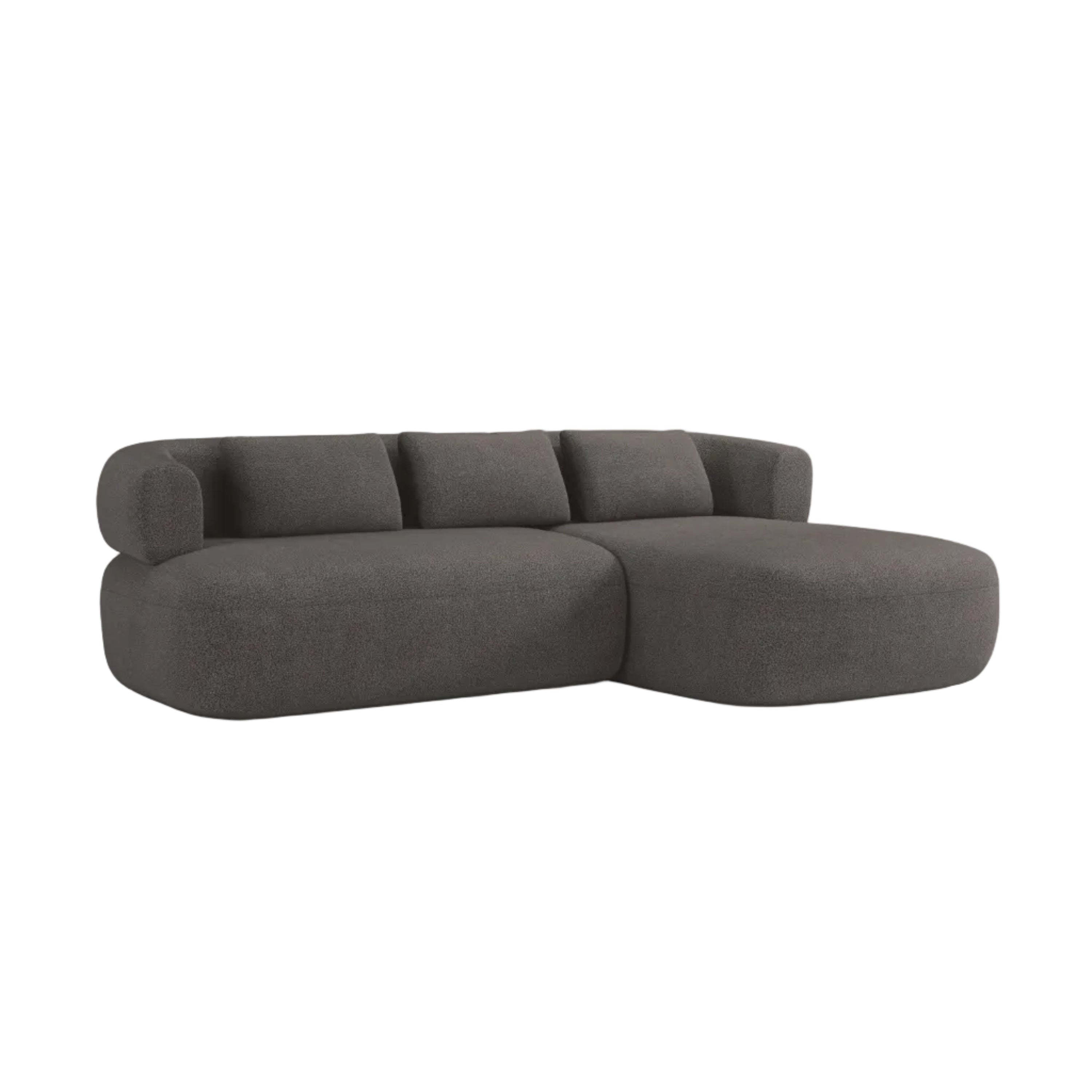Right-facing 3-seater corner sofa ALDRIN in gray boucle.