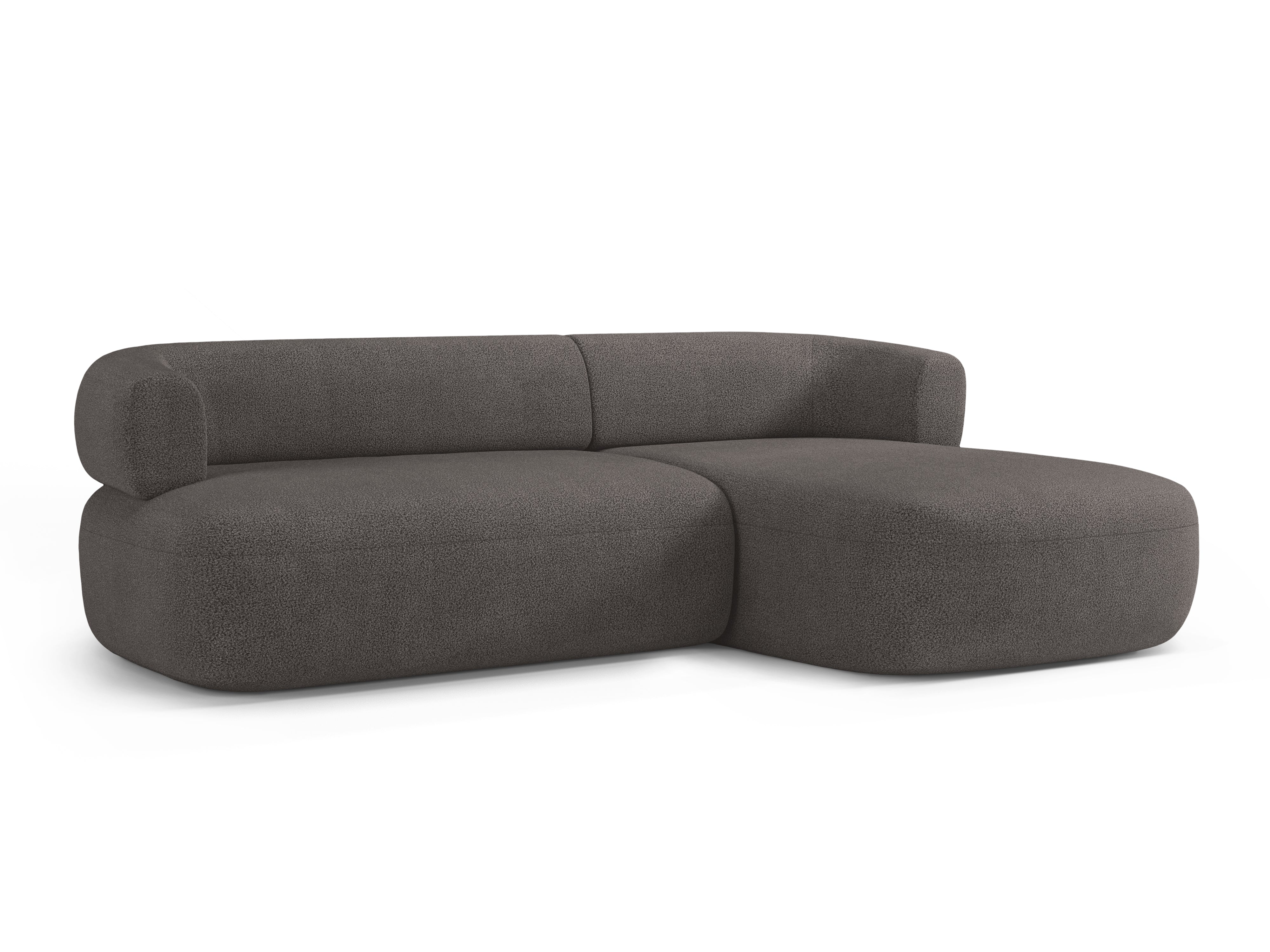 Right-facing 3-seater corner sofa ALDRIN in gray boucle.