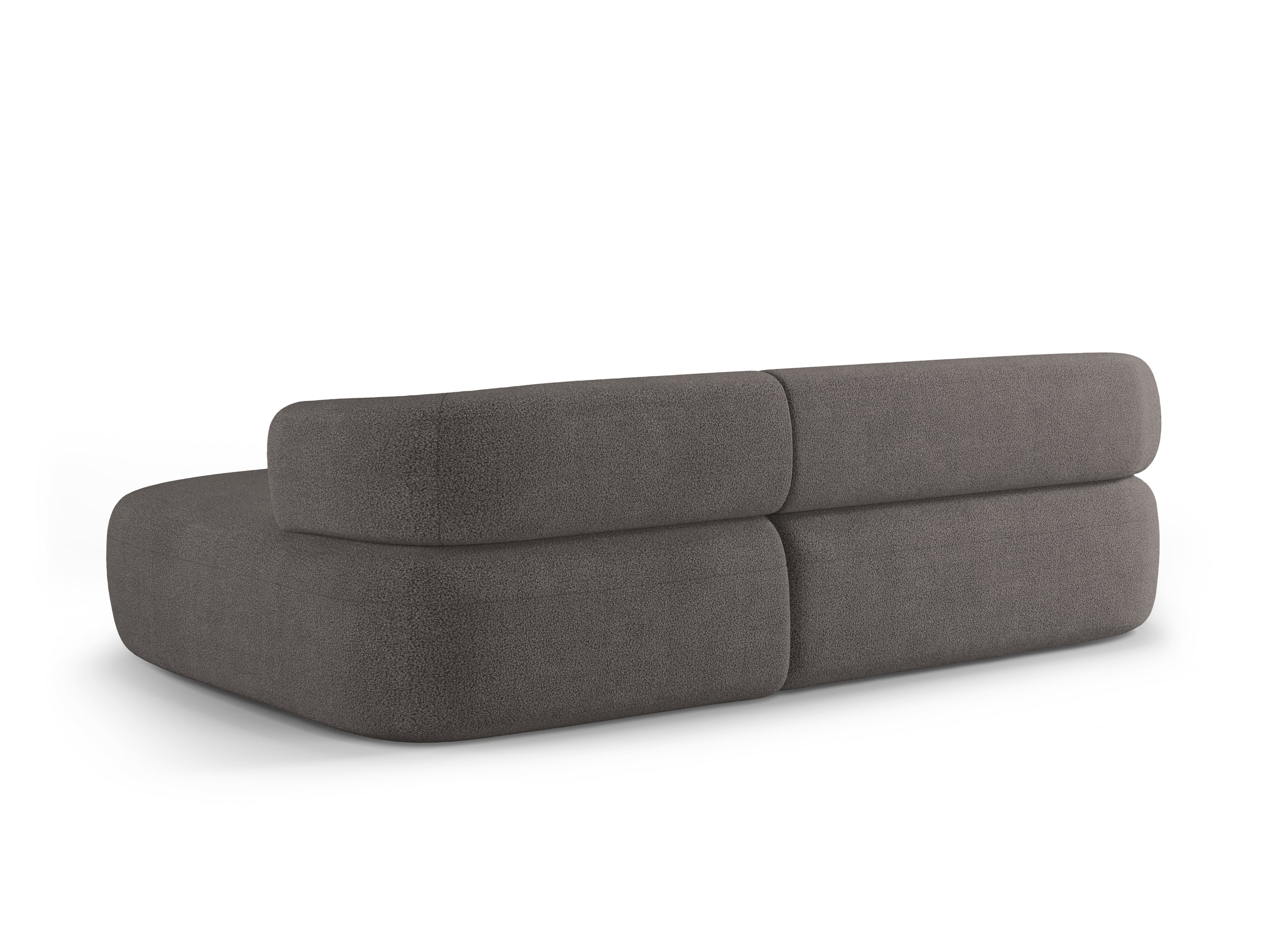 Right-facing 3-seater corner sofa ALDRIN in gray boucle.