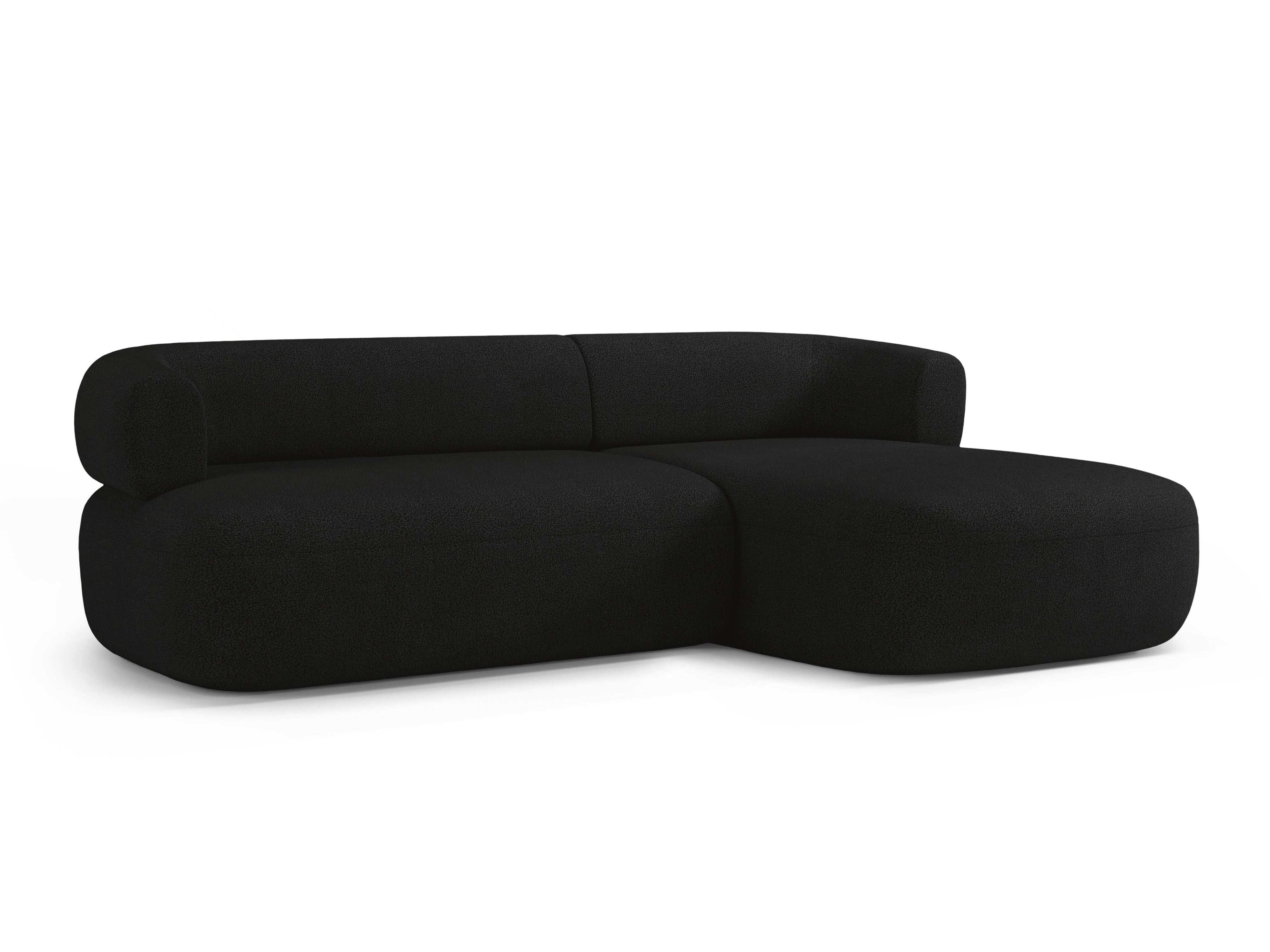 Right-facing 3-seater corner sofa ALDRIN in black boucle