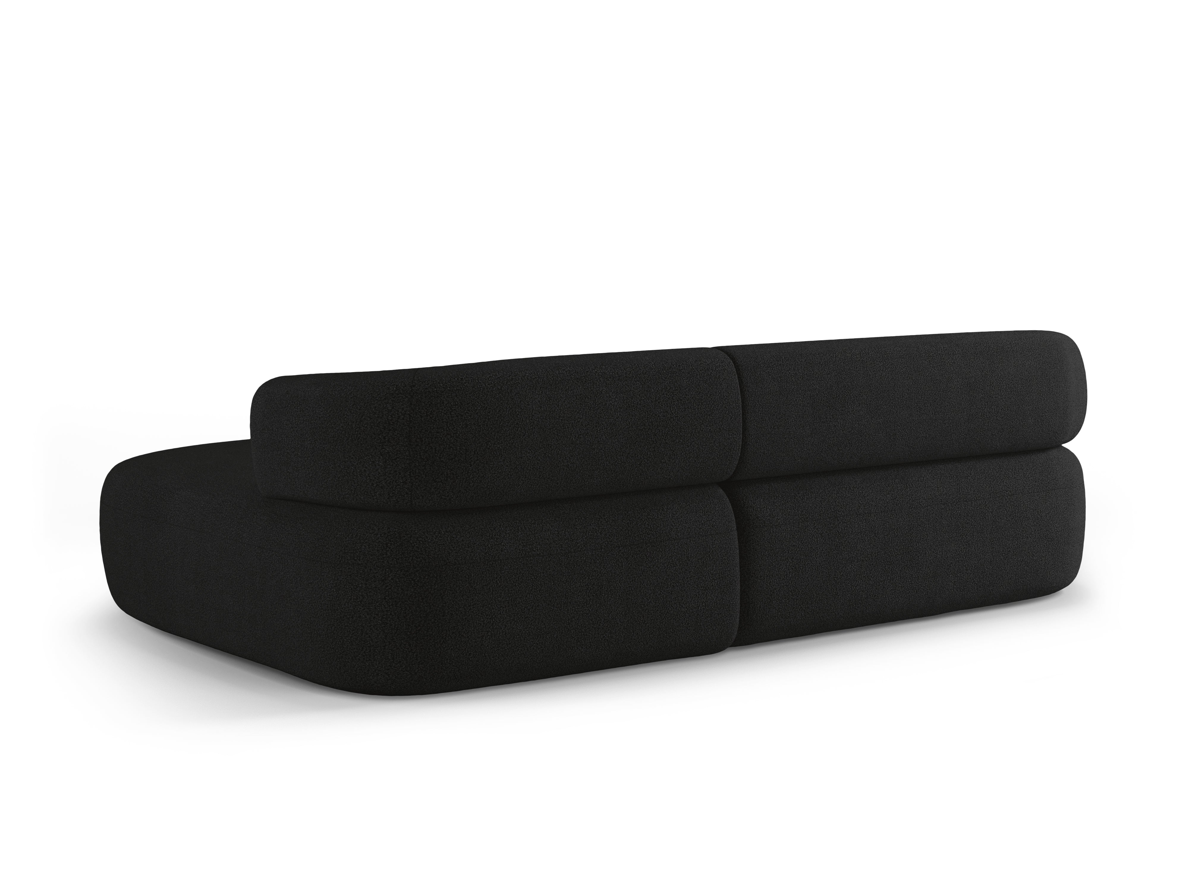 Right-facing 3-seater corner sofa ALDRIN in black boucle