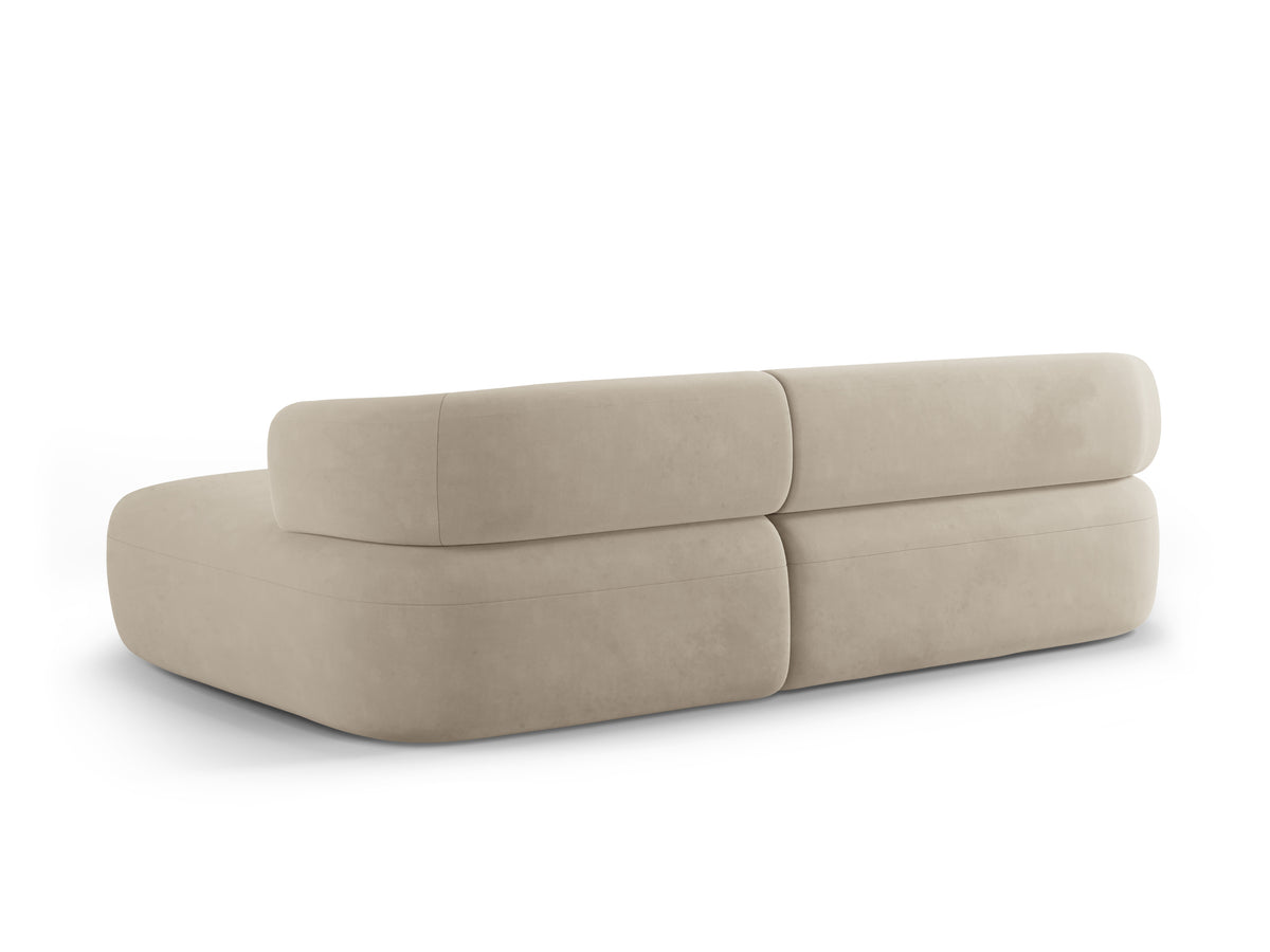 Beige Velvet 3-Seater Right-Hand Corner Sofa ALDRIN