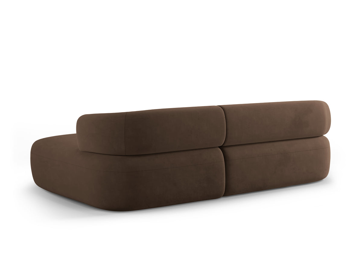 Chocolate velvet 3-seater right-facing sofa ALDRIN