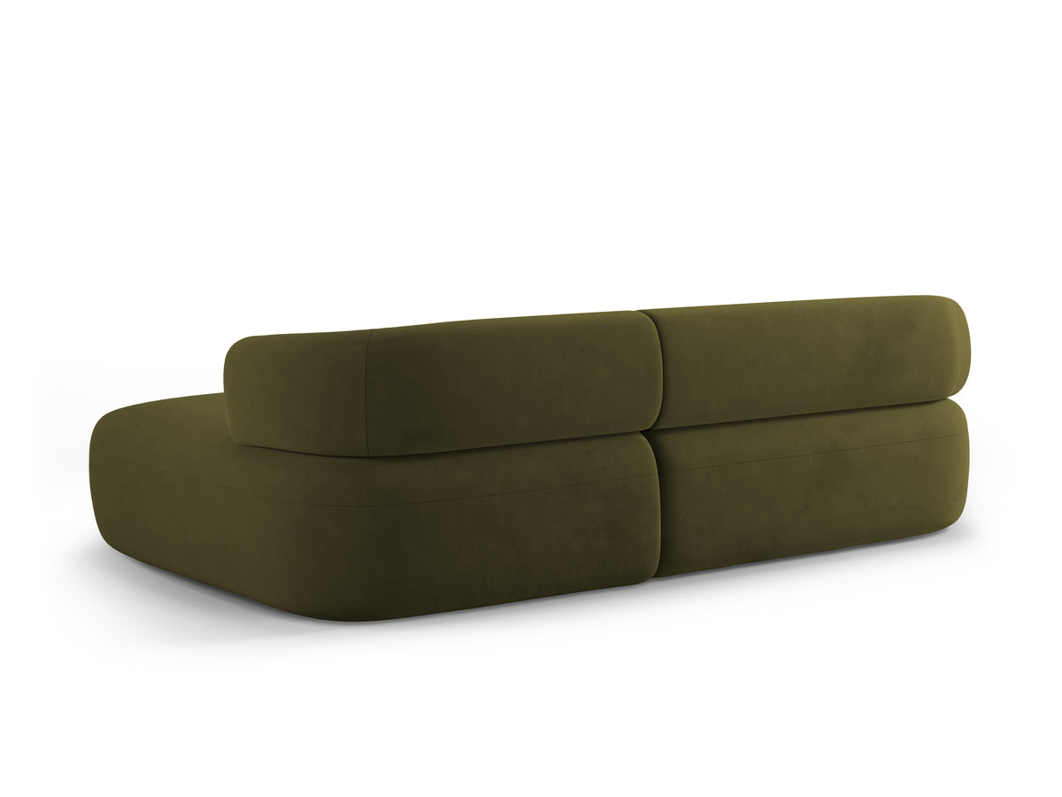 Green velvet 3-seater right-facing corner sofa ALDRIN