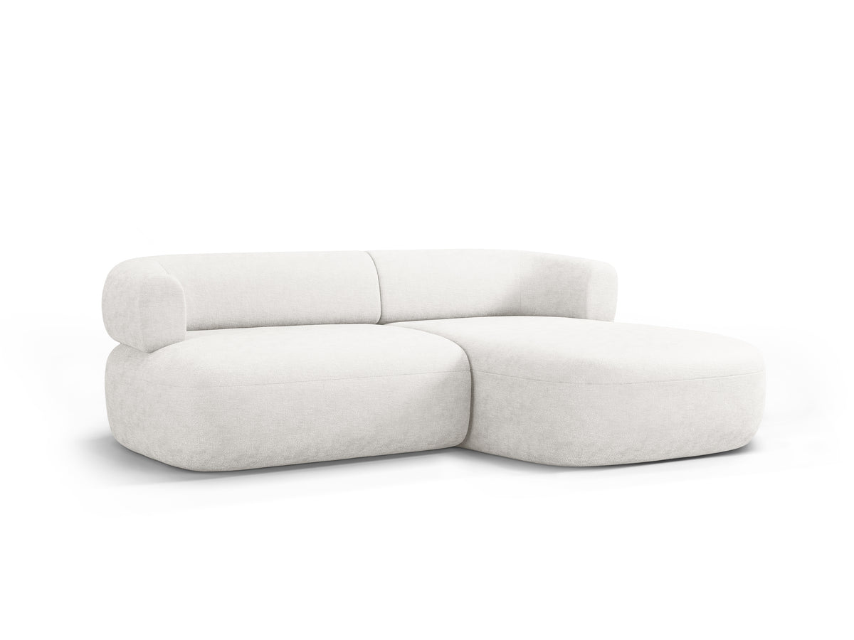 Right-facing 2-seater corner sofa ALDRIN in light beige chenille