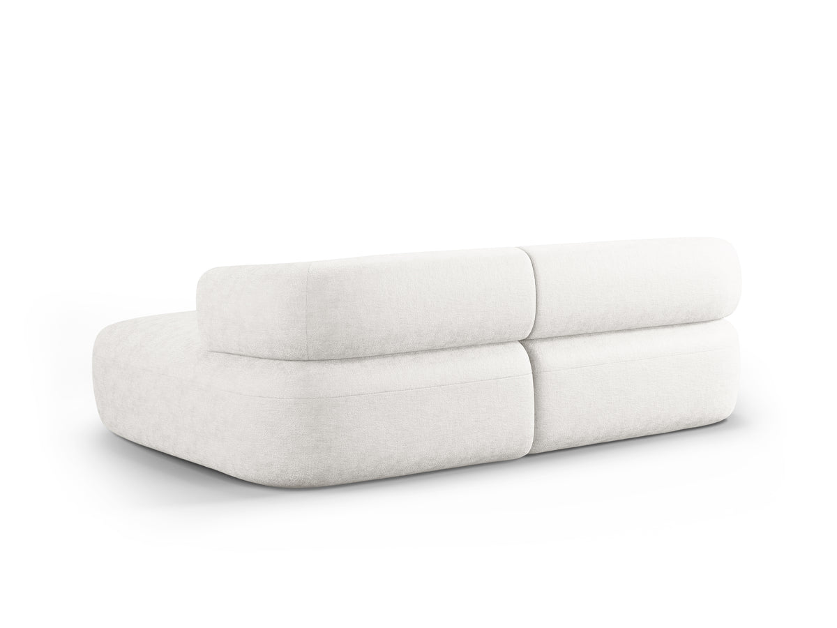 Right-facing 2-seater corner sofa ALDRIN in light beige chenille
