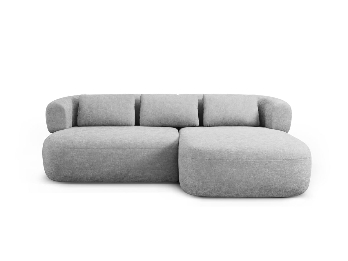 Right-facing 2-seater corner sofa ALDRIN in gray chenille