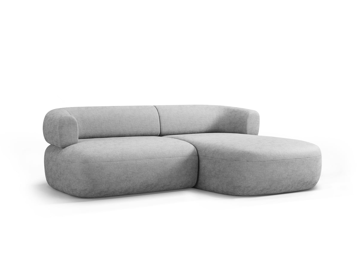 Right-facing 2-seater corner sofa ALDRIN in gray chenille