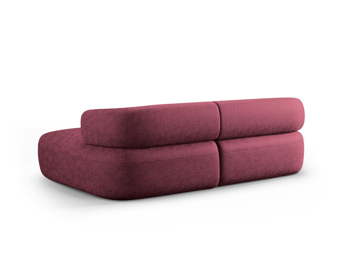 Right-facing 2-seater corner sofa ALDRIN in crimson chenille