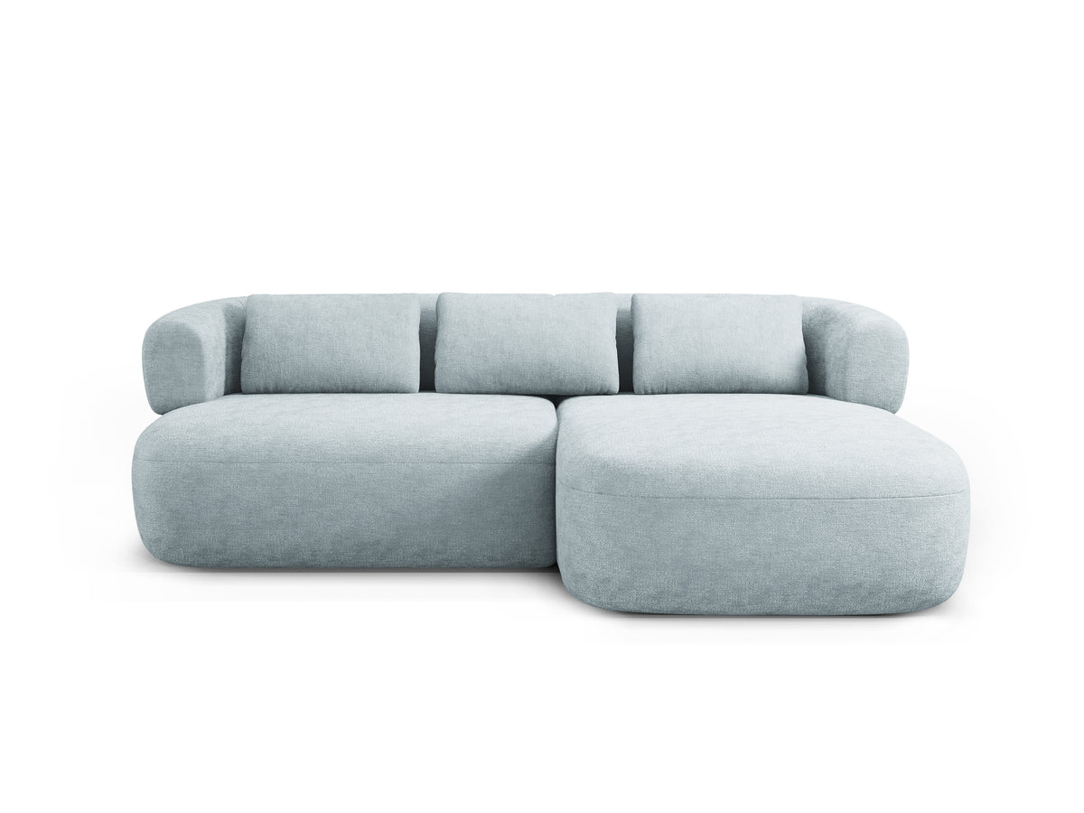 Right-facing 2-seater corner sofa ALDRIN in blue chenille