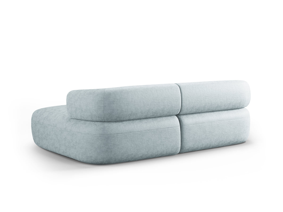 Right-facing 2-seater corner sofa ALDRIN in blue chenille