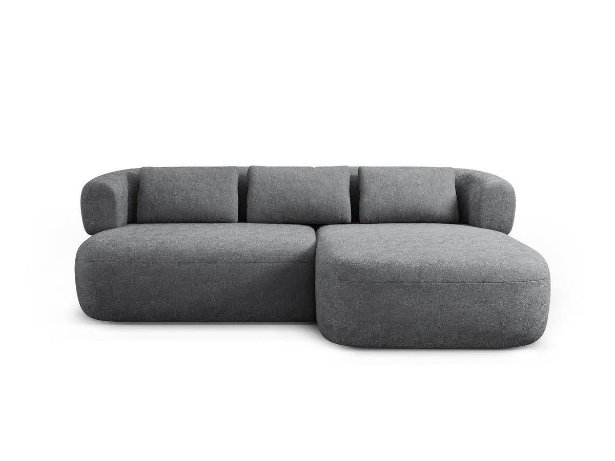 Right-facing 2-seater corner sofa ALDRIN in dark gray chenille