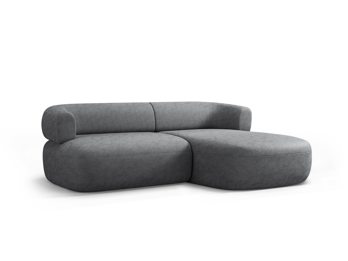 Right-facing 2-seater corner sofa ALDRIN in dark gray chenille