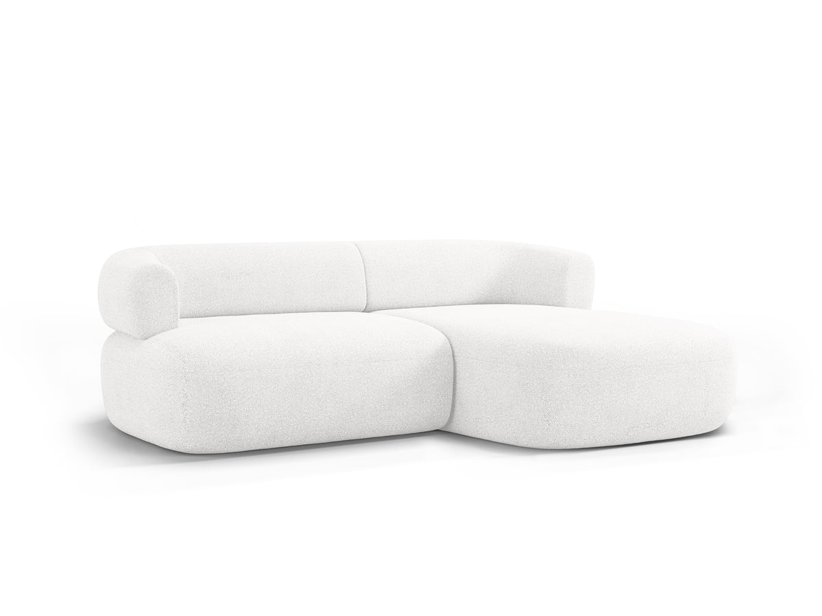 Right-facing 2-seater corner sofa ALDRIN in white boucle